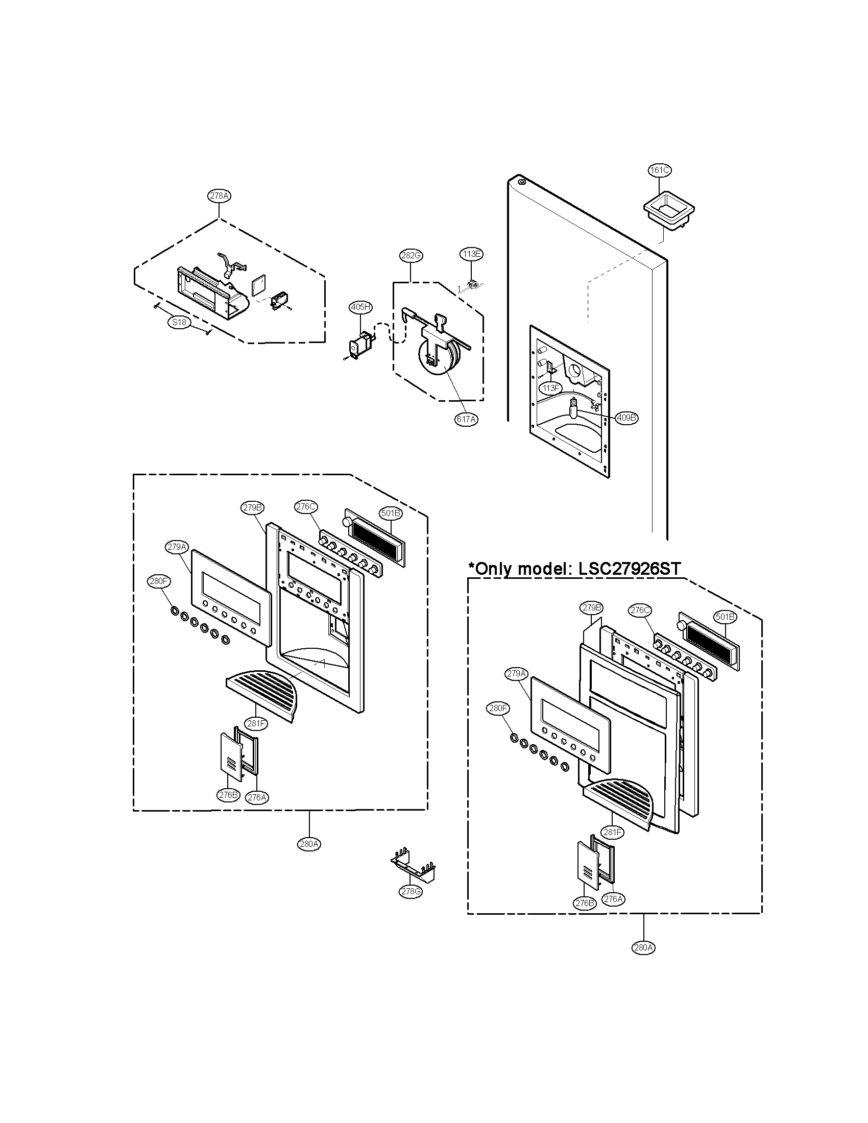 LG LSC27926SW dispenser parts diagram