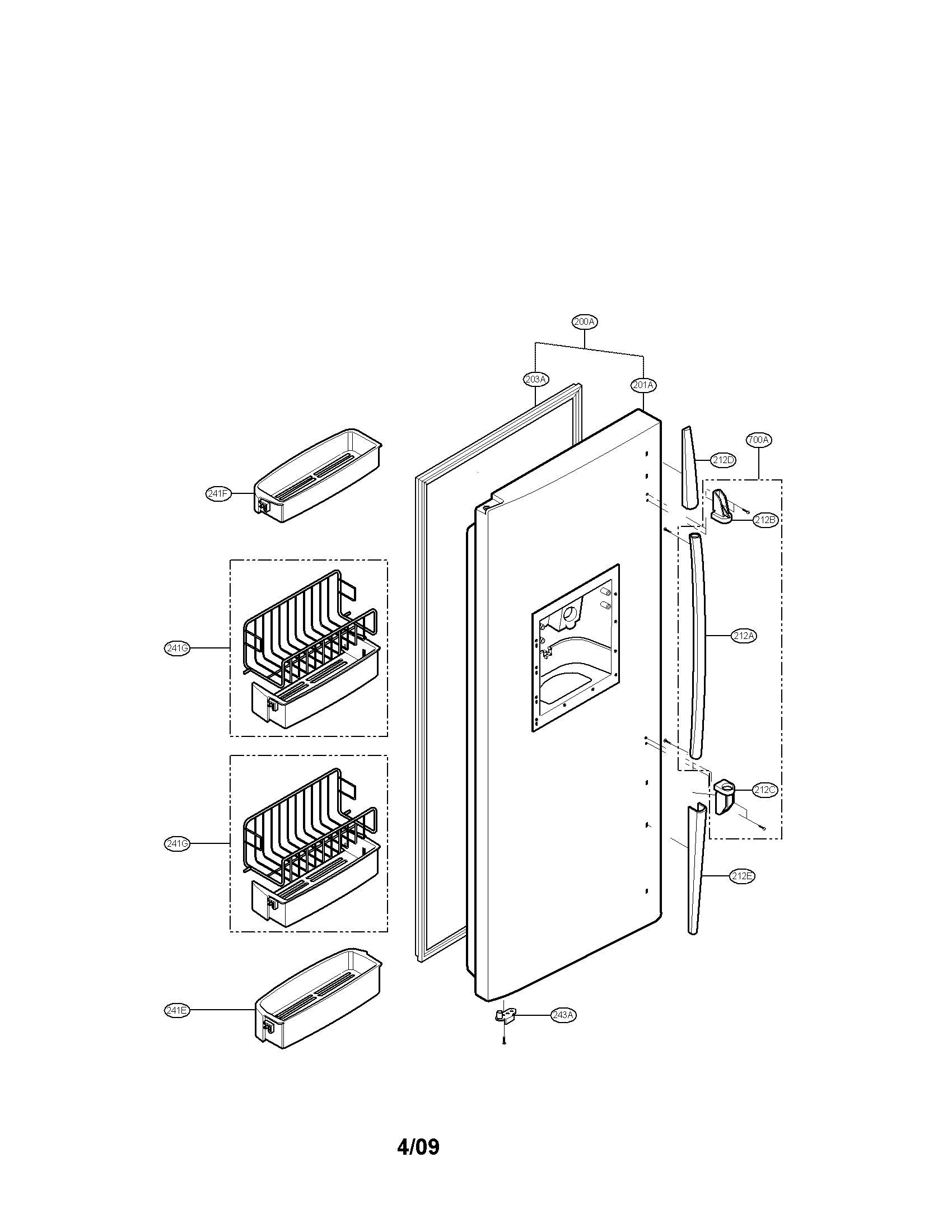 LG LRSC26925SW freezer door parts diagram
