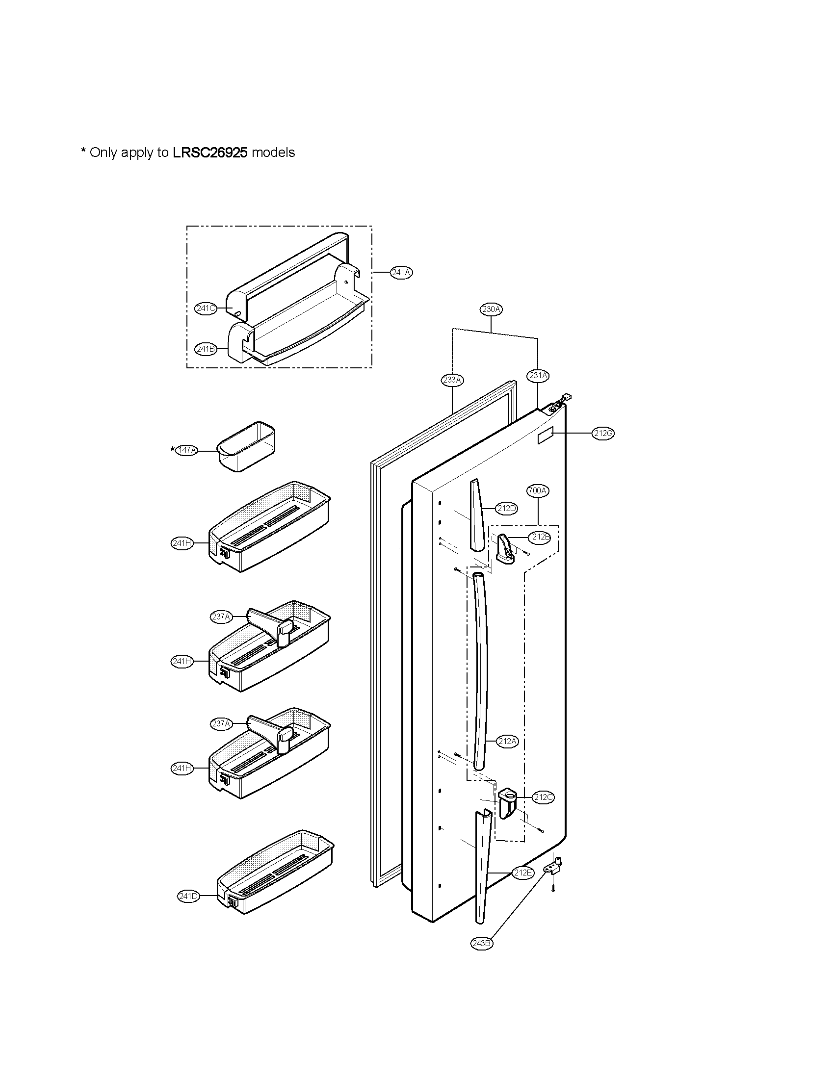 LG LRSC26925SW refrigerator parts diagram