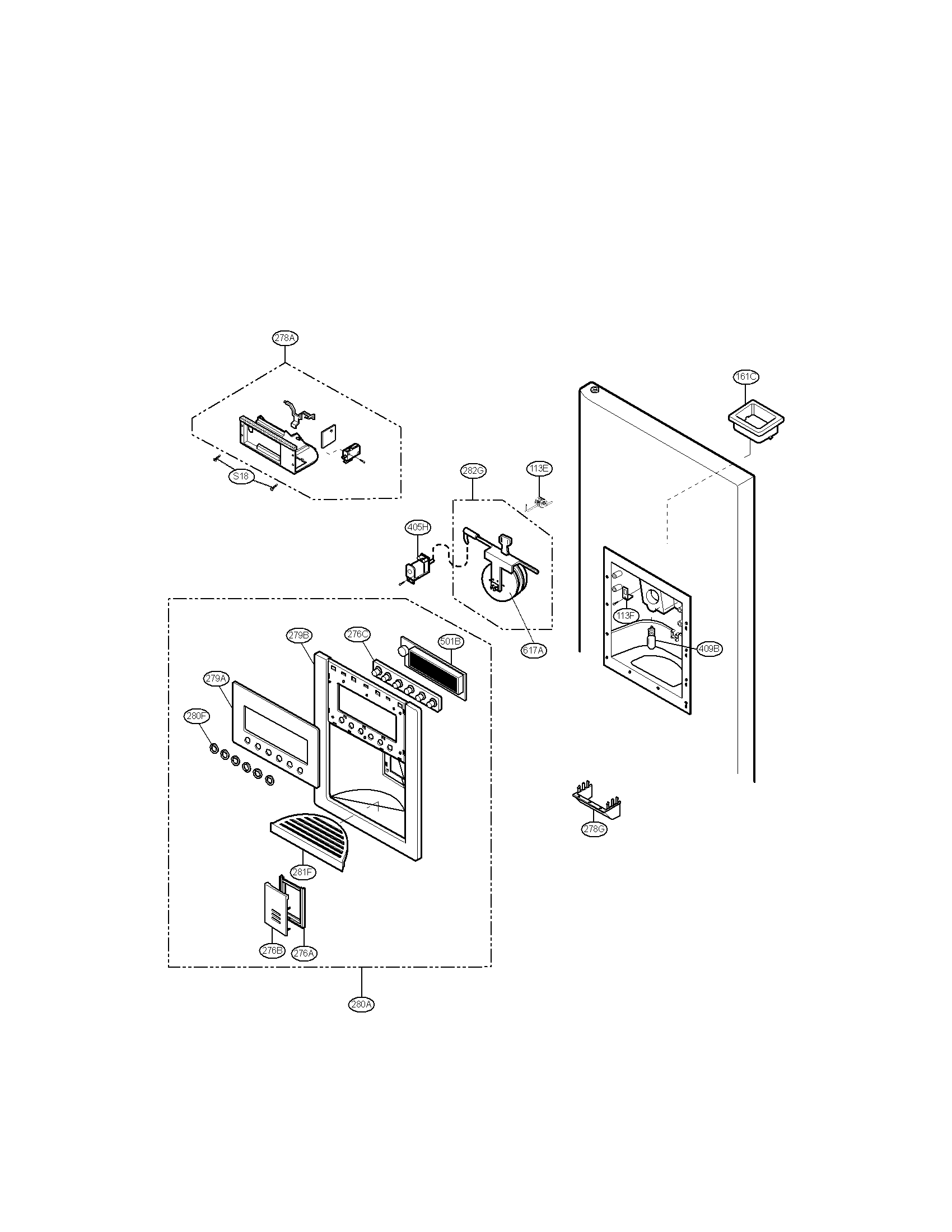 LG LRSC26925SW dispenser parts diagram