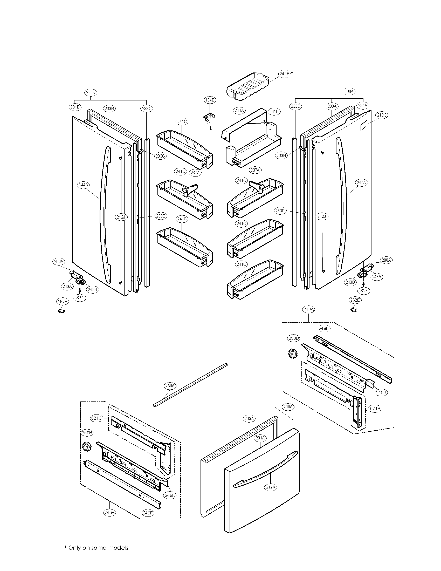 Kenmore 79578309803 door parts diagram