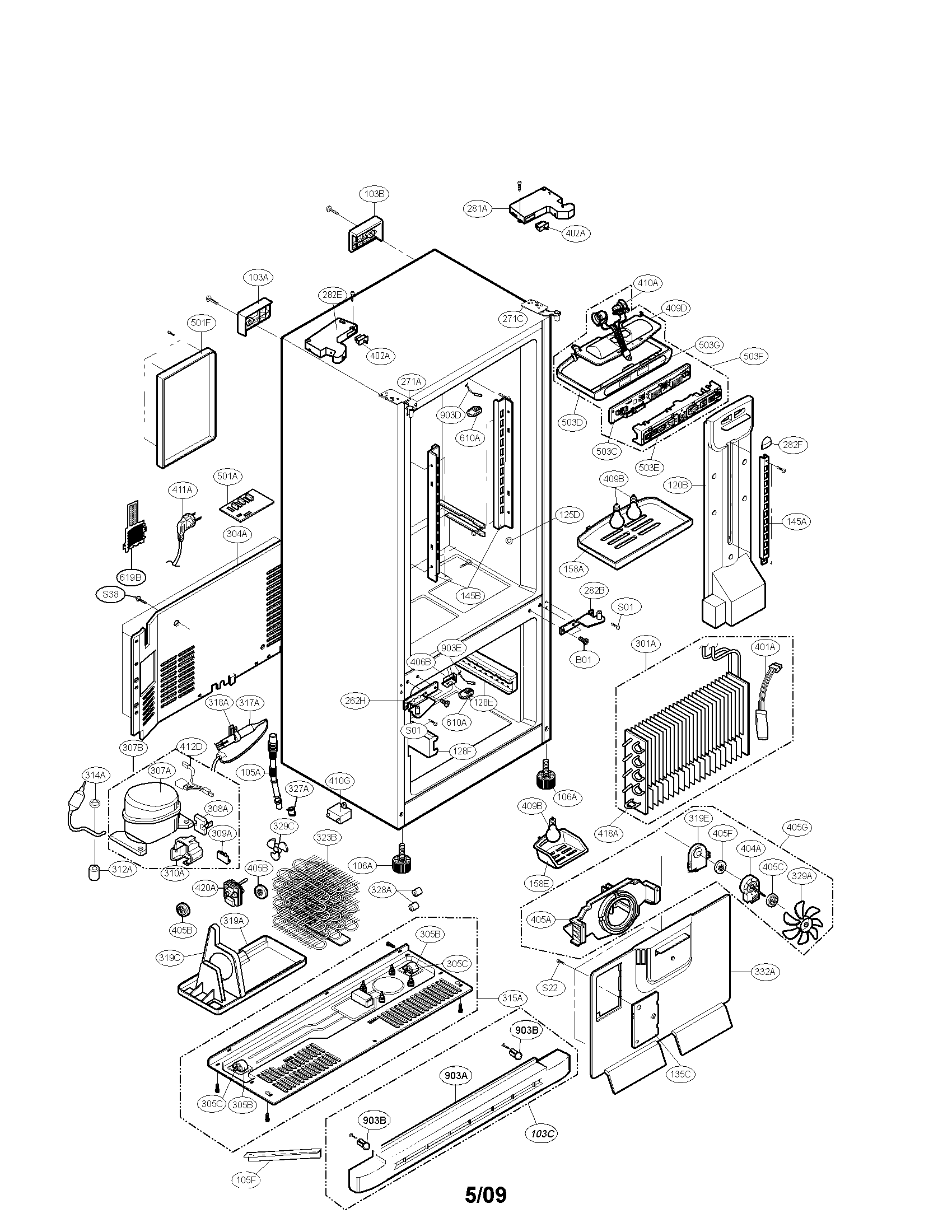 Kenmore 79578302804 case parts diagram
