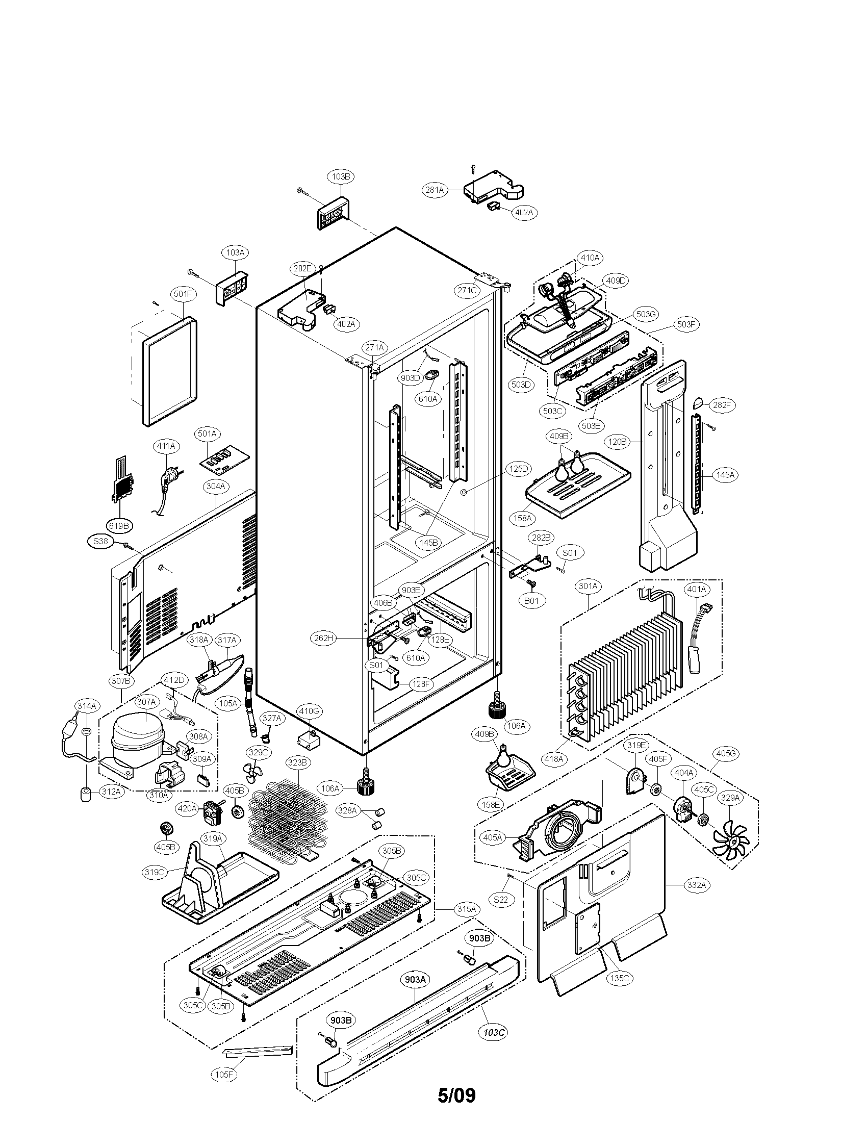 Kenmore 79578309804 case parts diagram