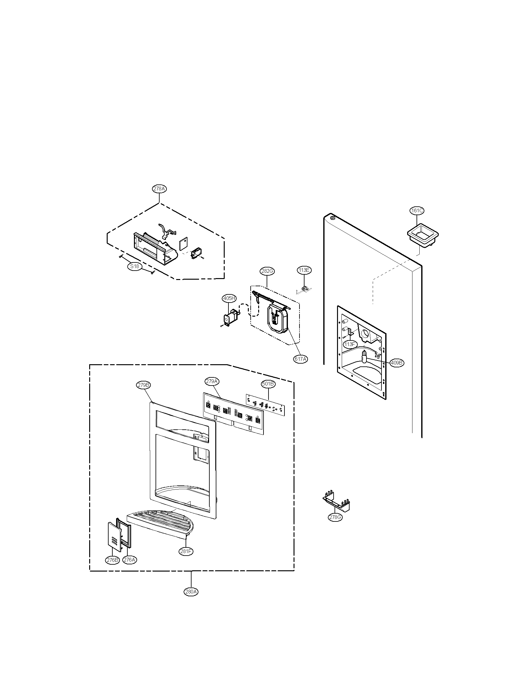 Kenmore 79558812900 dispenser parts diagram