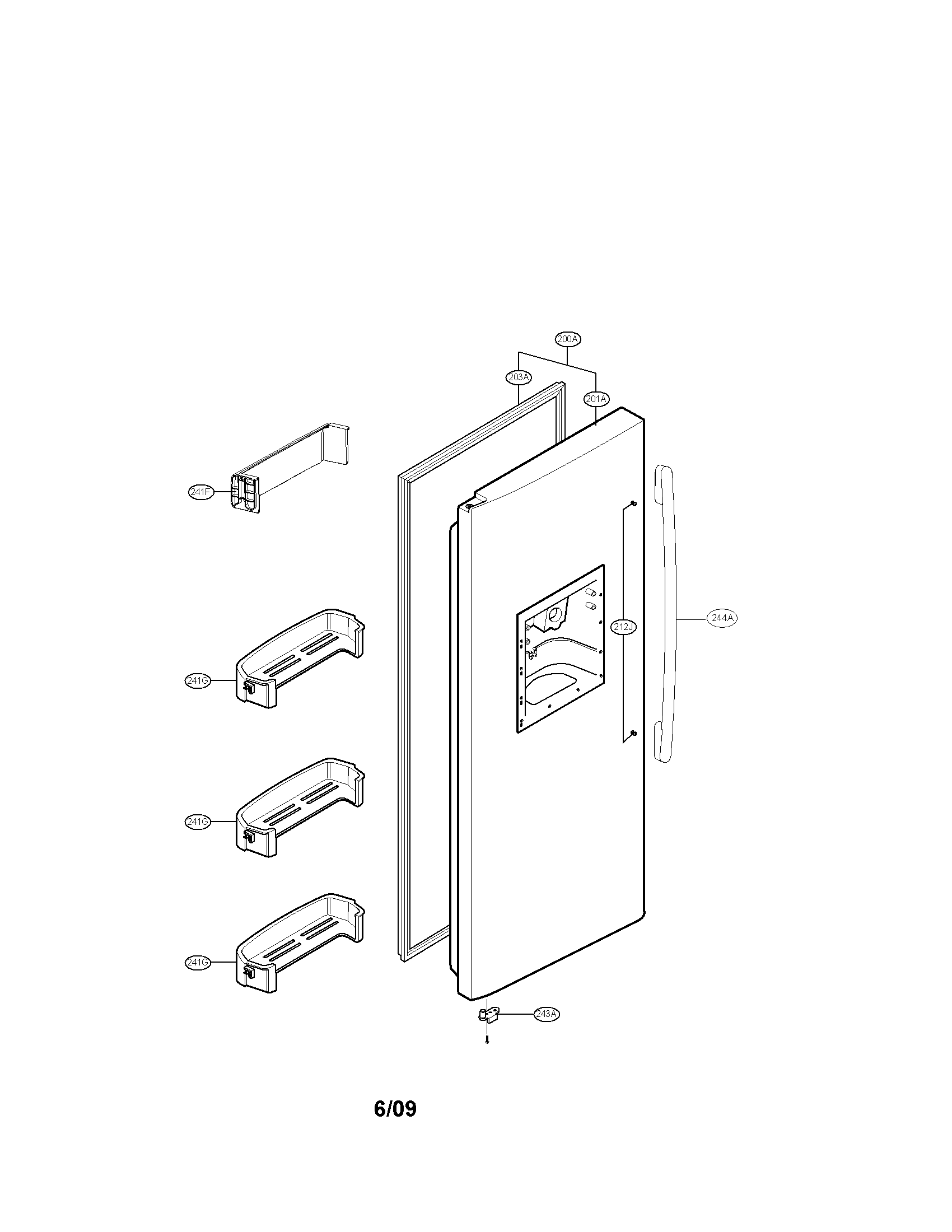 Kenmore 79558813900 freezer door parts diagram