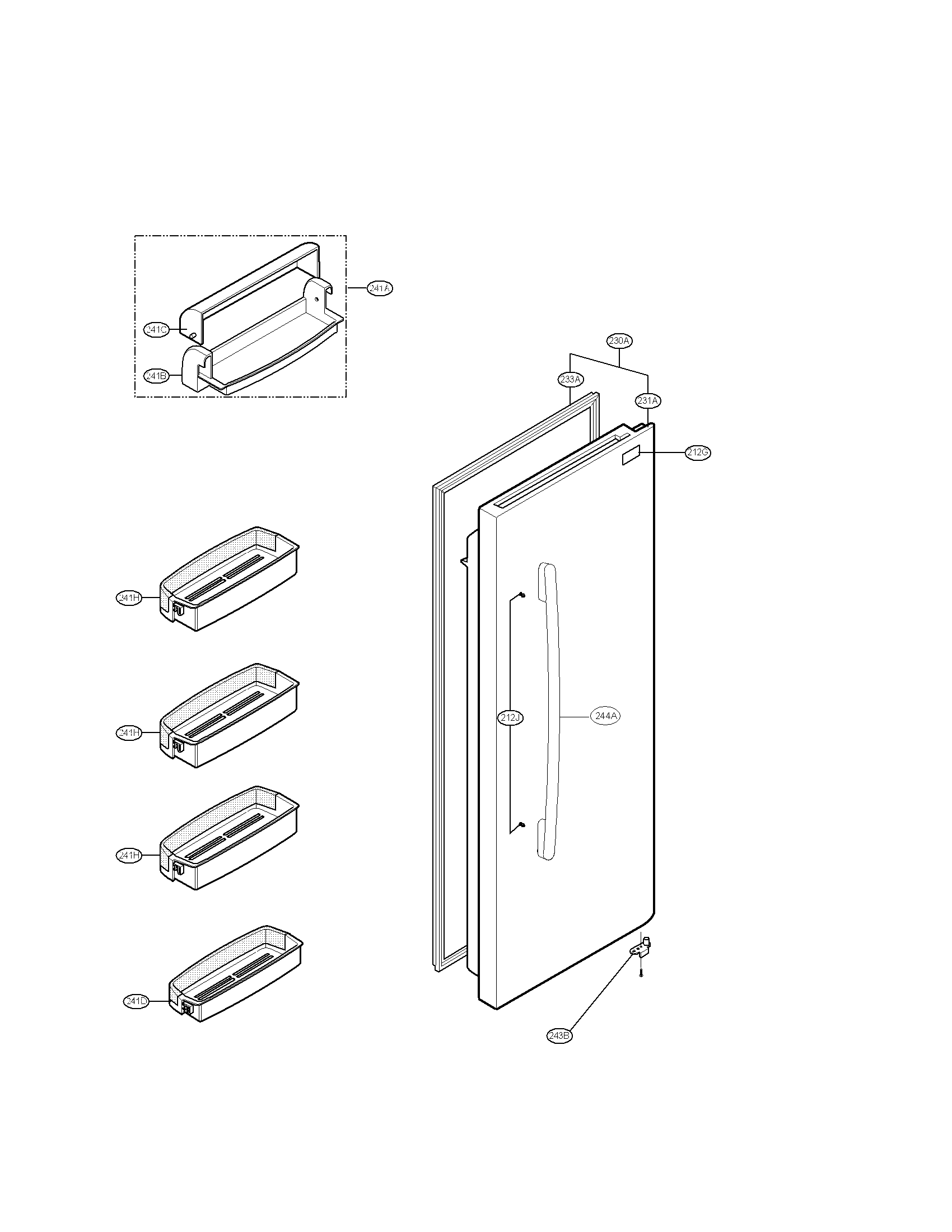 Kenmore 79558819900 refrigerator door parts diagram