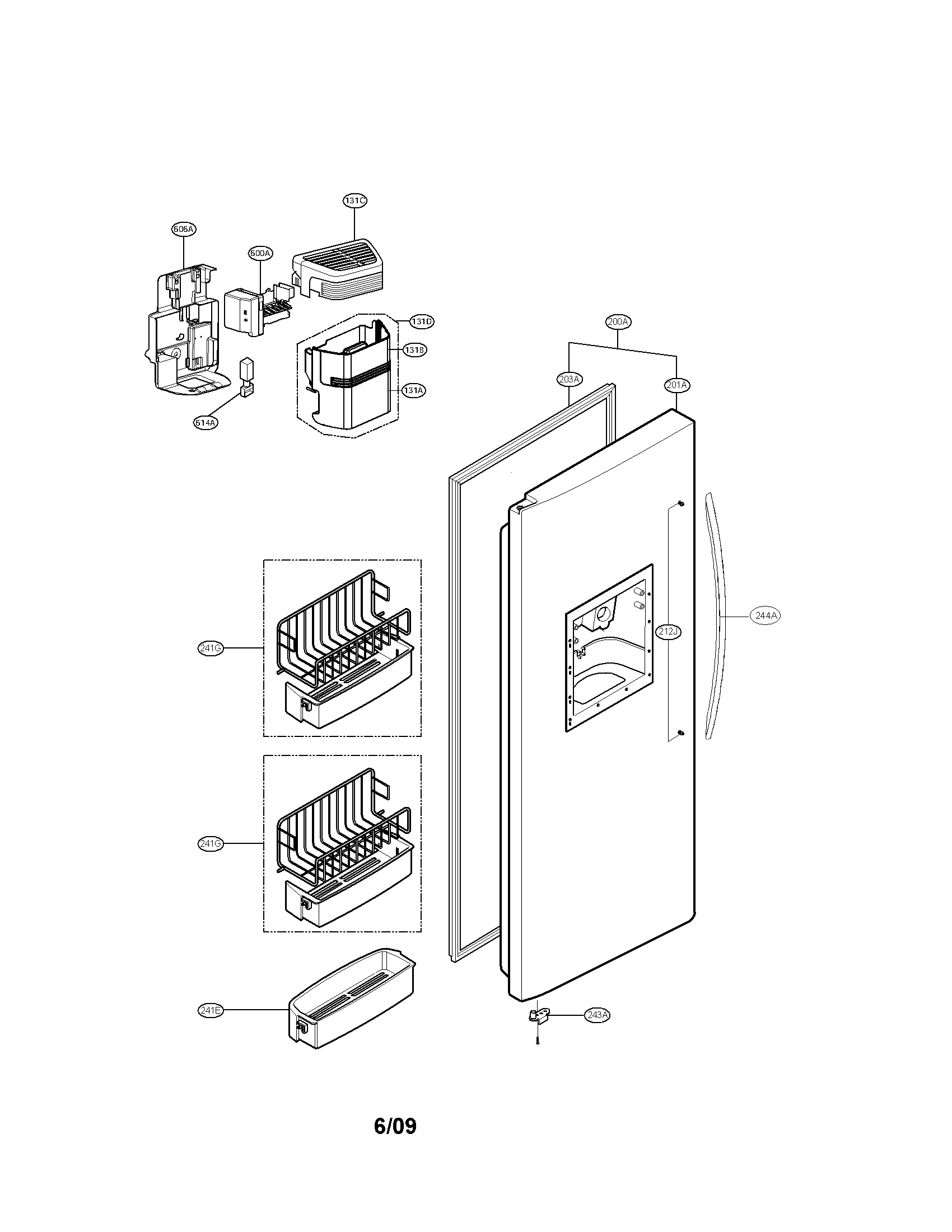 Kenmore Elite 79558823900 freezer door parts diagram