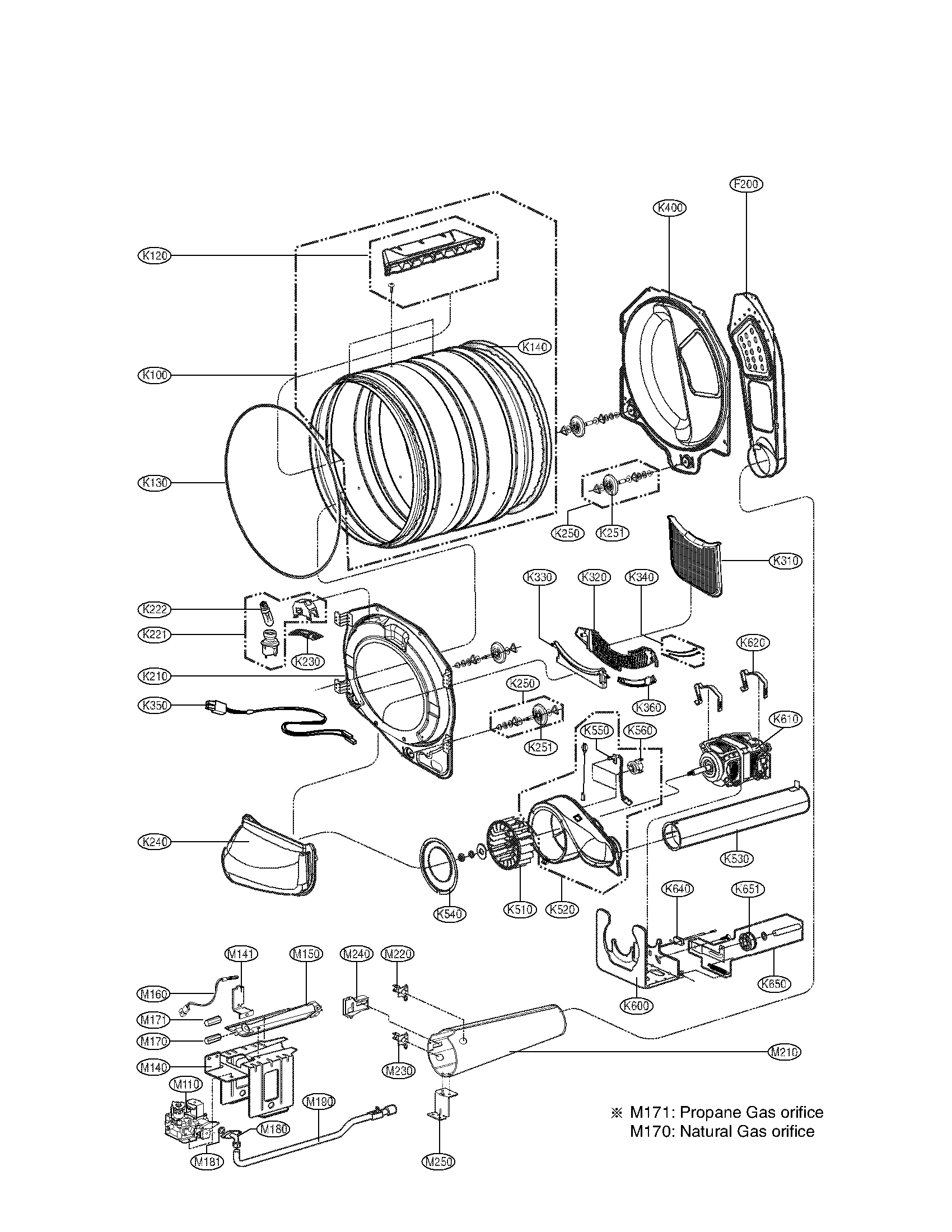 LG DLG1320W drum and motor parts diagram