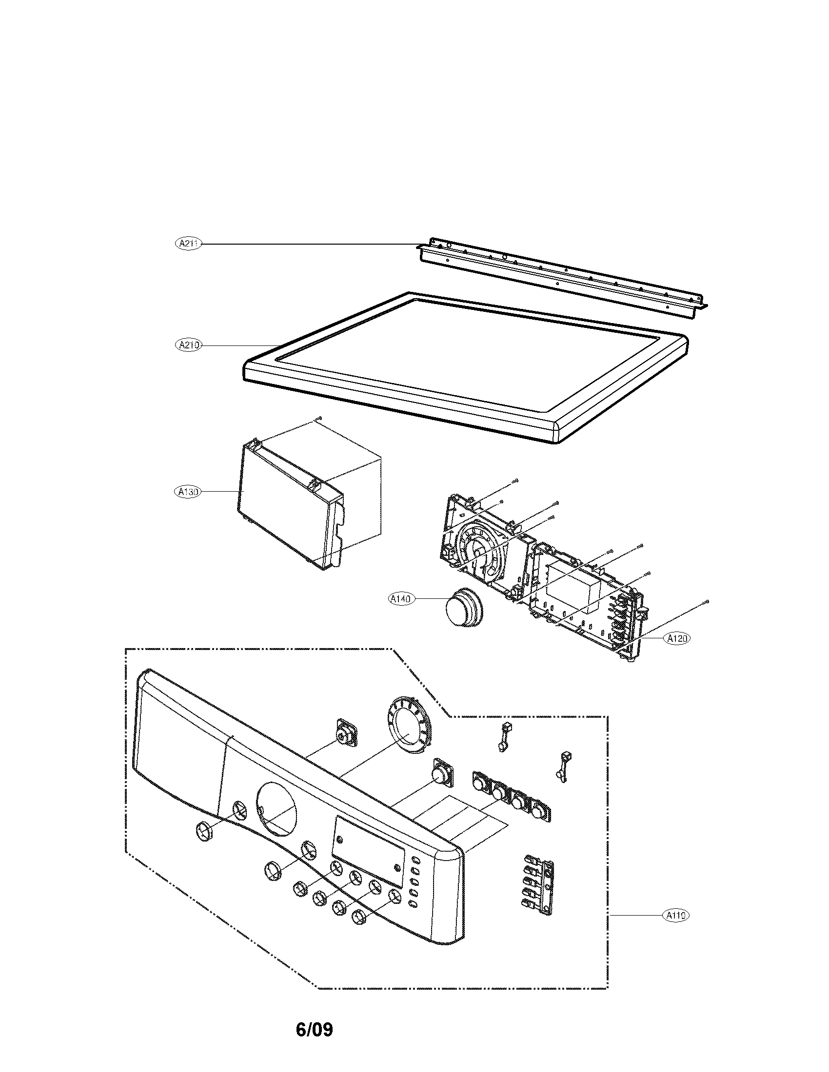 LG DLG2702V control panel and plate parts diagram