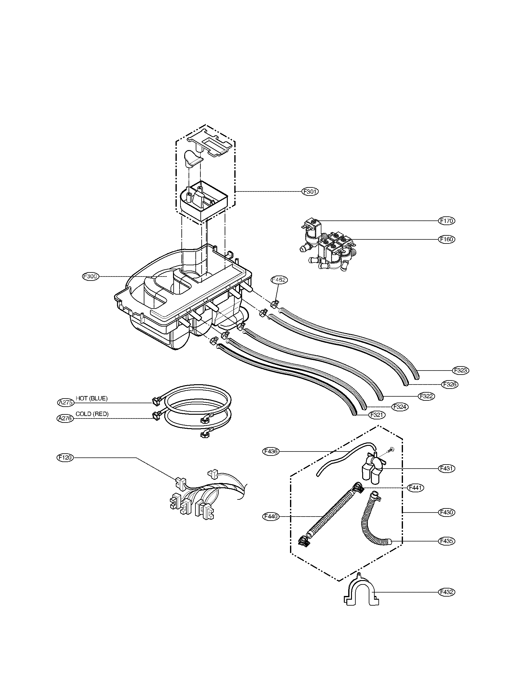 LG WM2032HW dispenser parts diagram