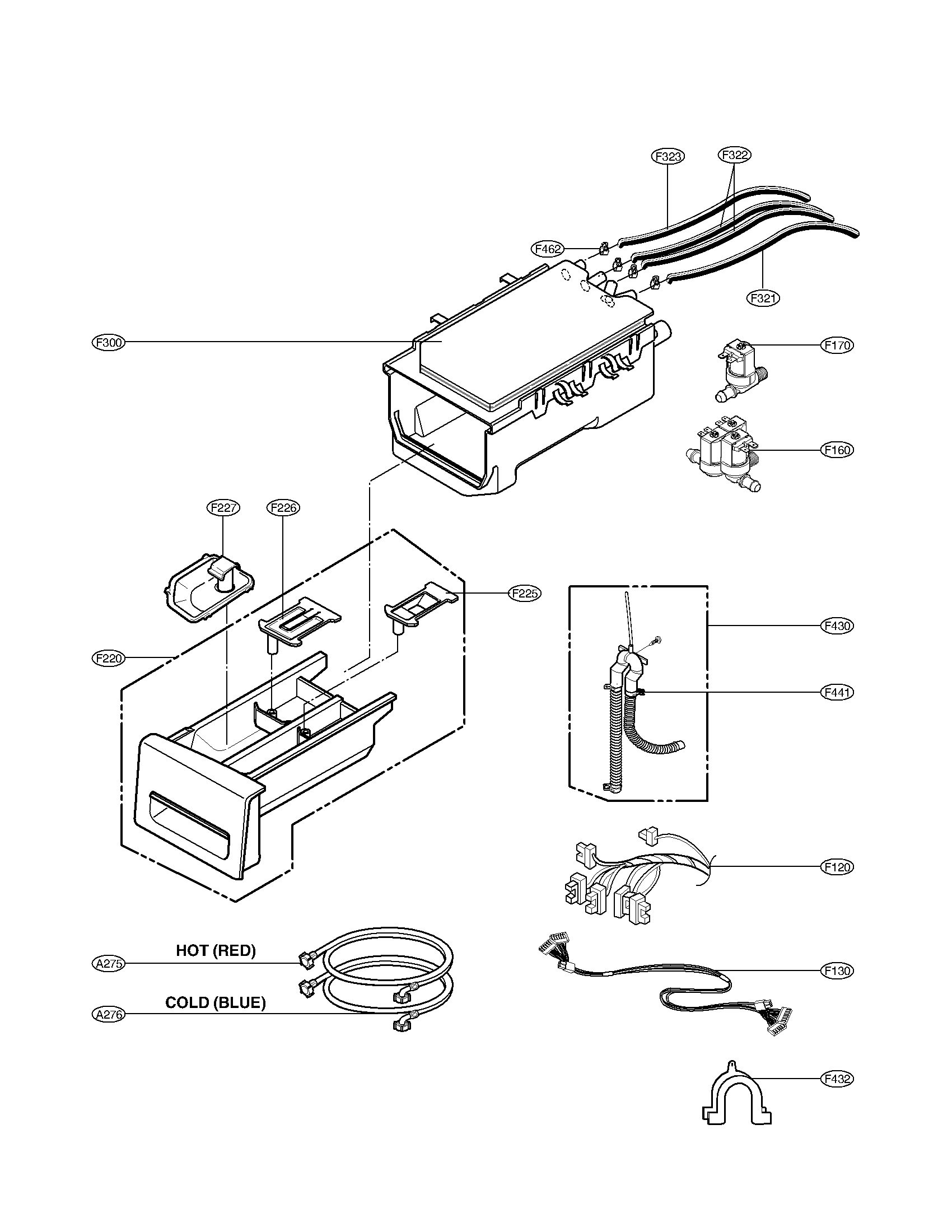 LG WM2701HV/00 dispenser parts diagram