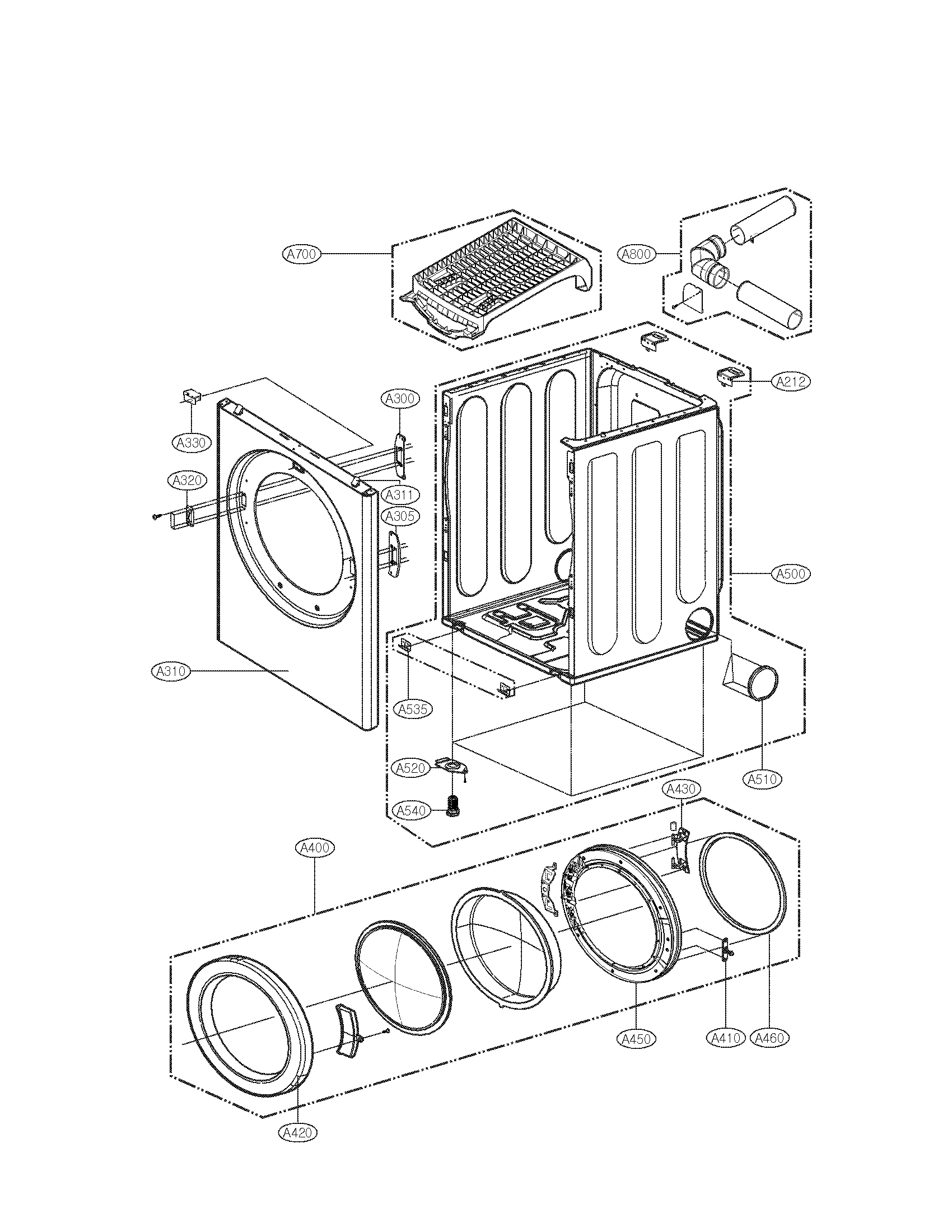 Kenmore 79688842800 cabinet and door parts diagram