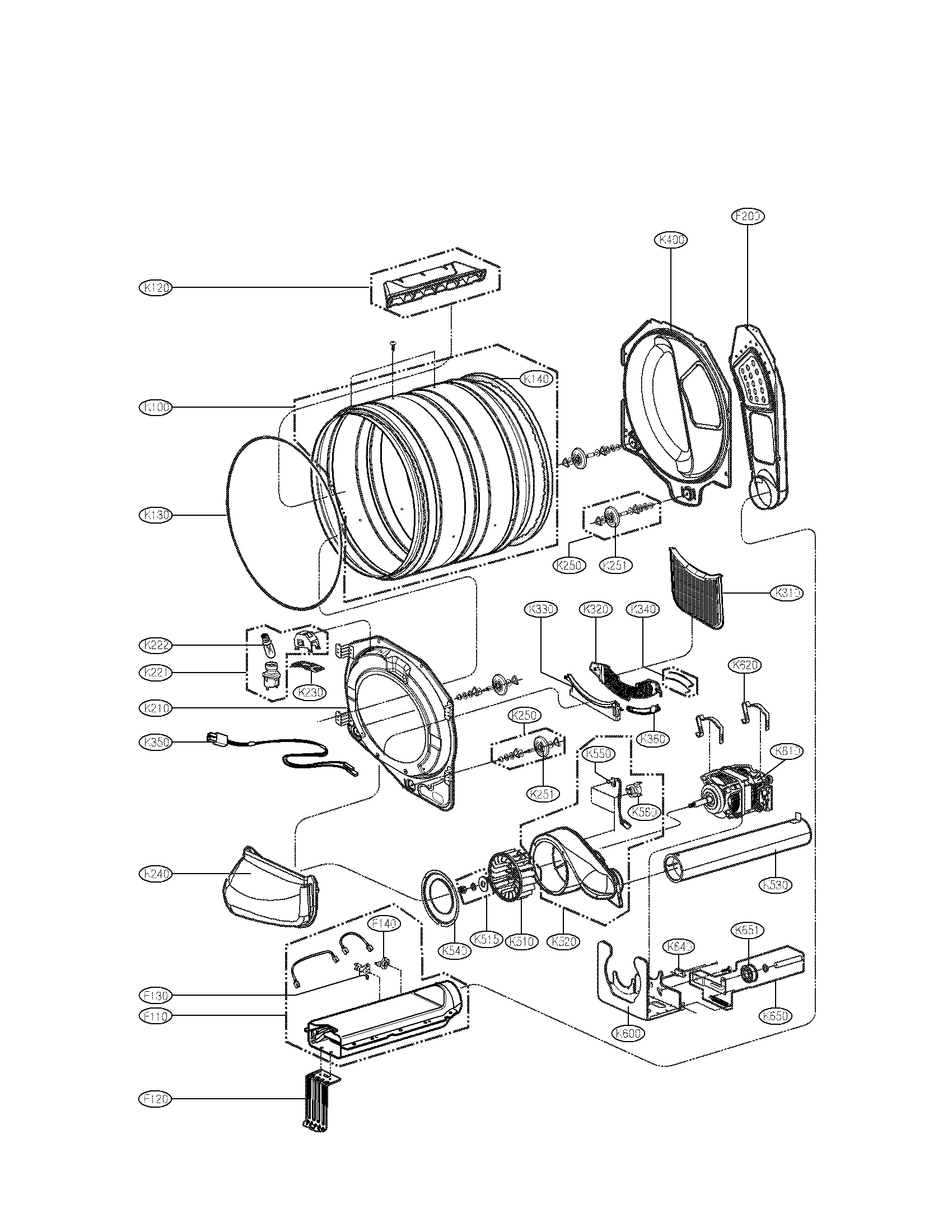 Kenmore 79688842800 drum and motor parts diagram