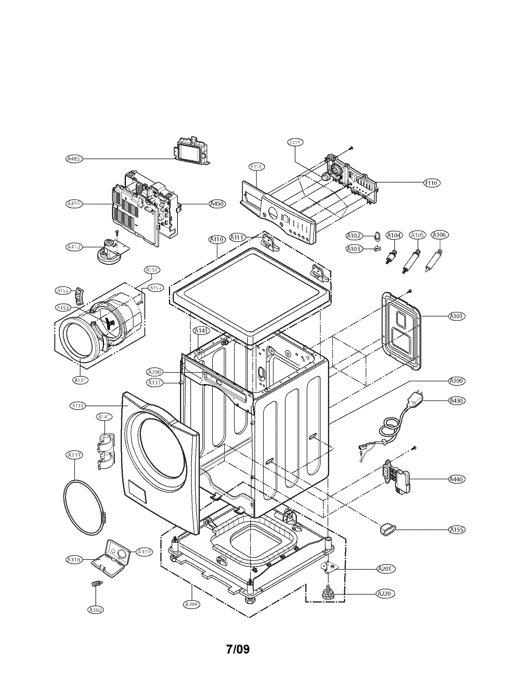 Kenmore 79640272800 cabinet and control panel parts diagram