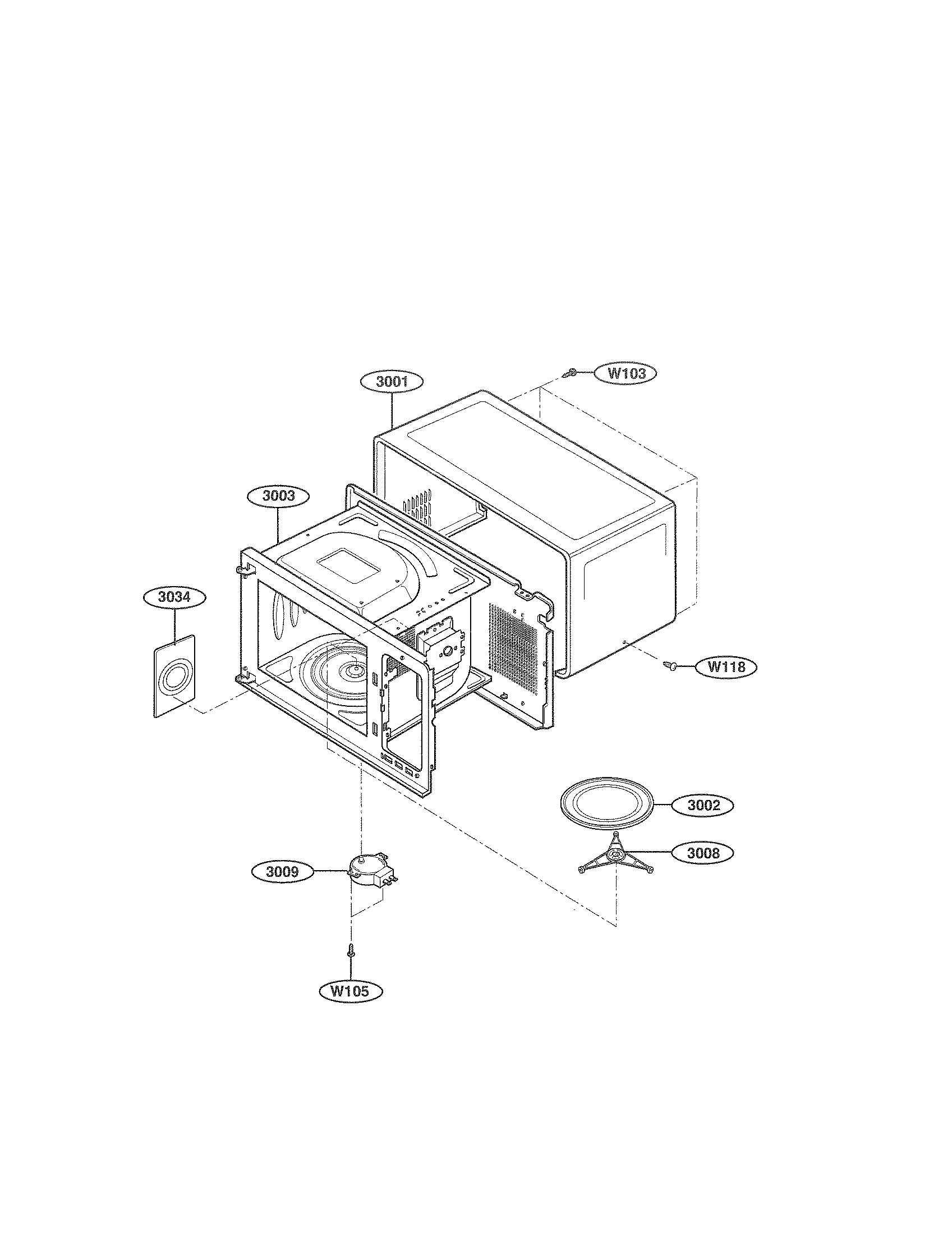 Kenmore 72163999302 oven cavity parts diagram