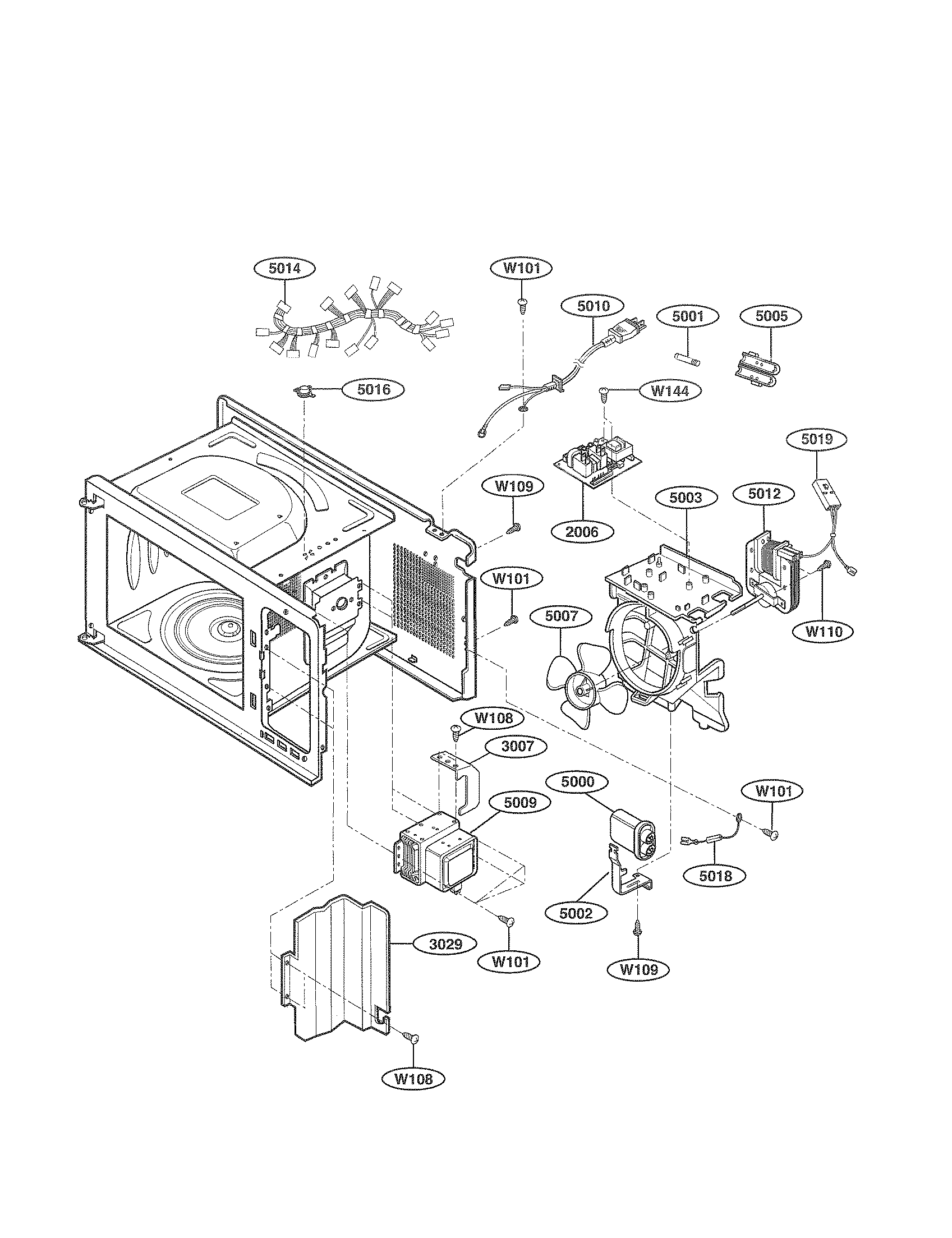 Kenmore 72163999302 oven interior parts diagram