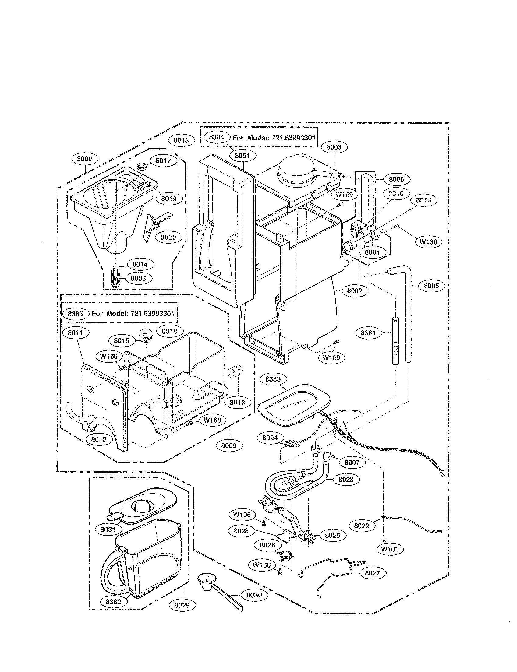 Kenmore 72163999302 coffee maker parts diagram