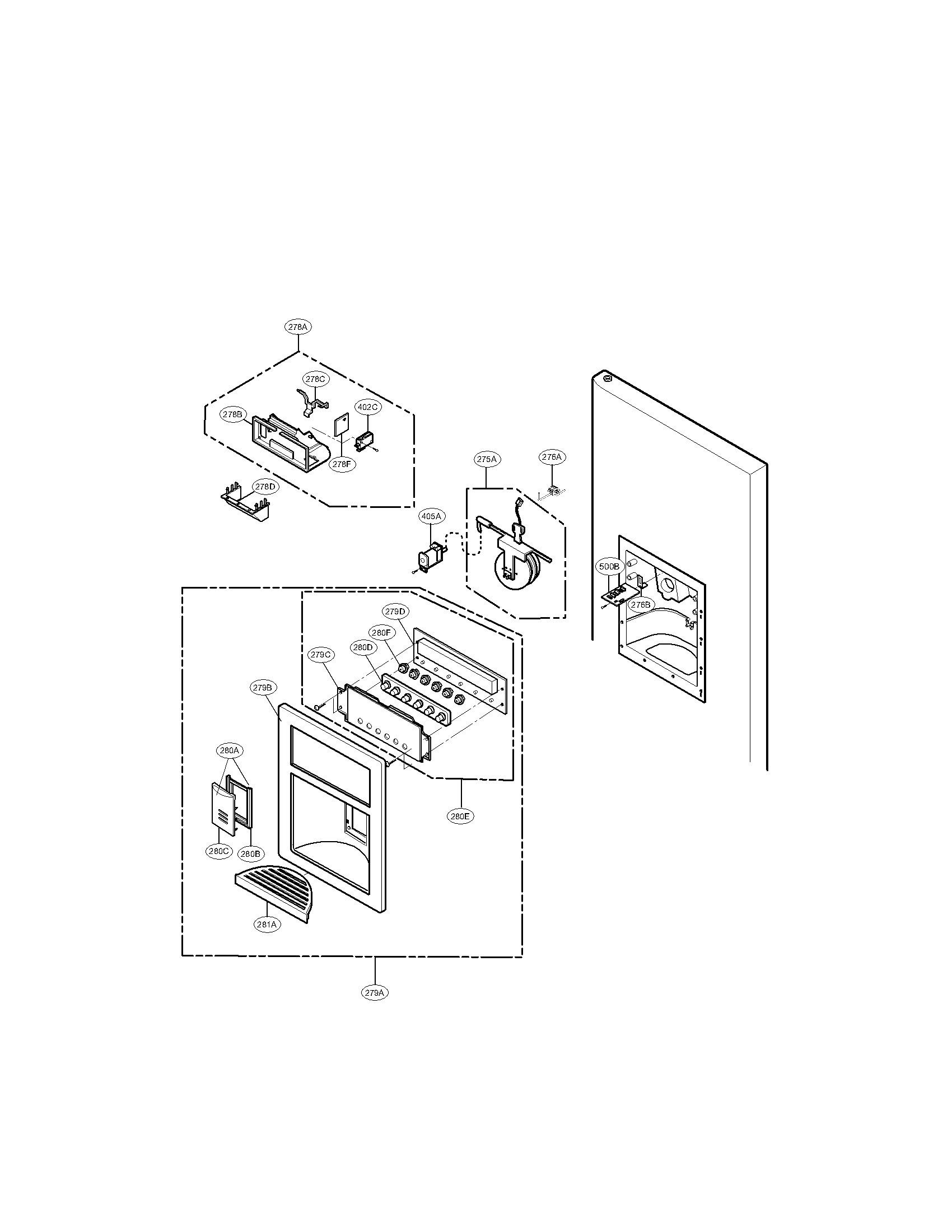 LG LFX25961AL/00 dispenser parts diagram