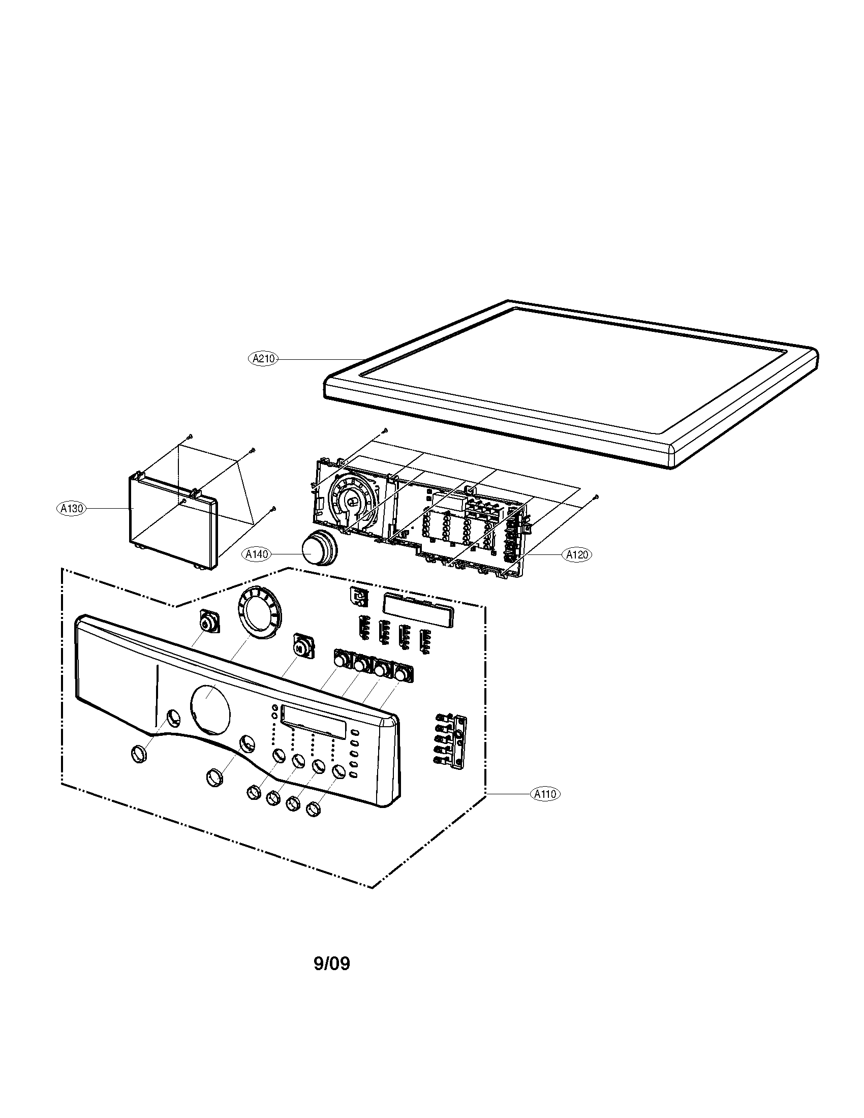 LG DLG3788W control panel and plate parts diagram