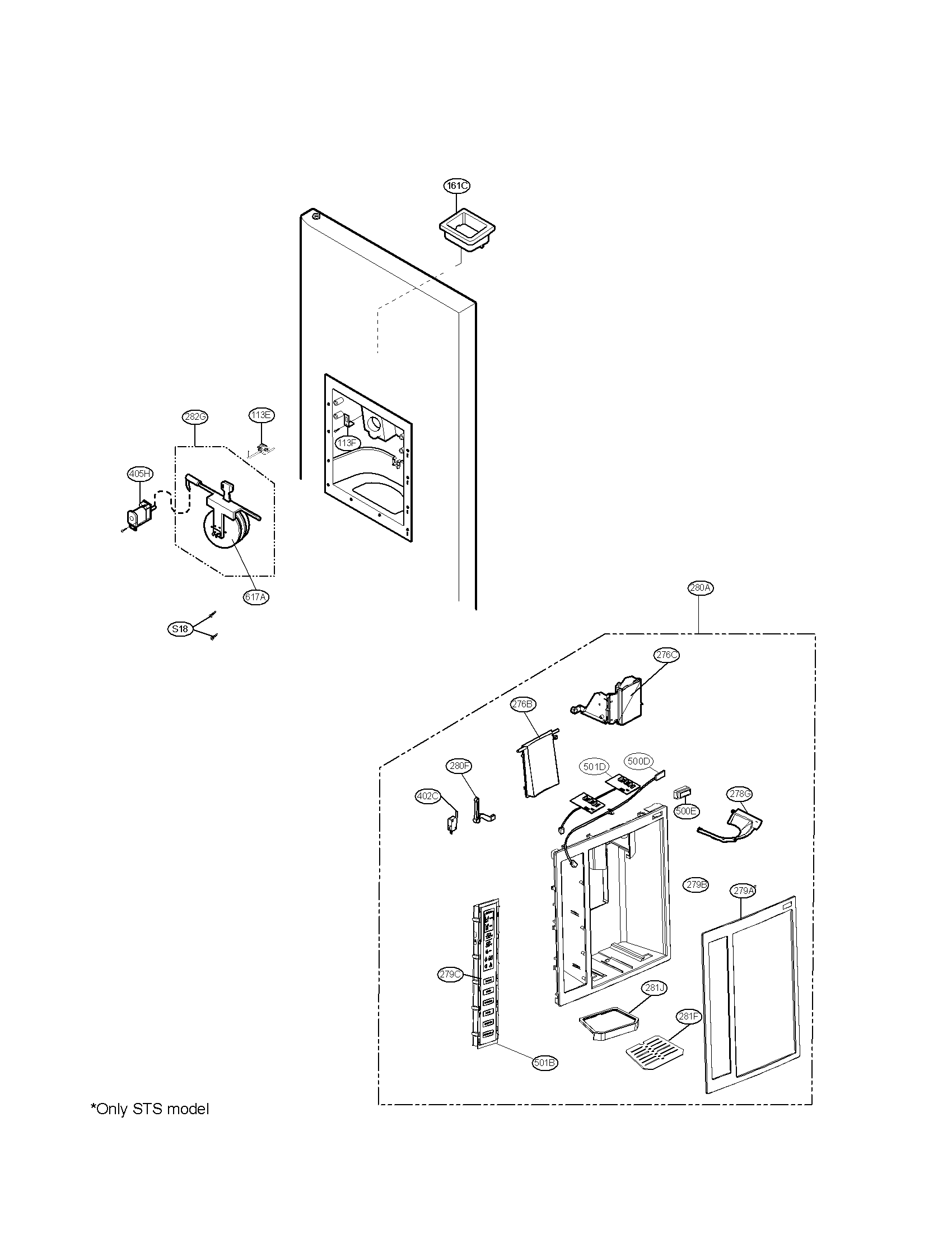 LG LSC27921TT dispenser parts diagram