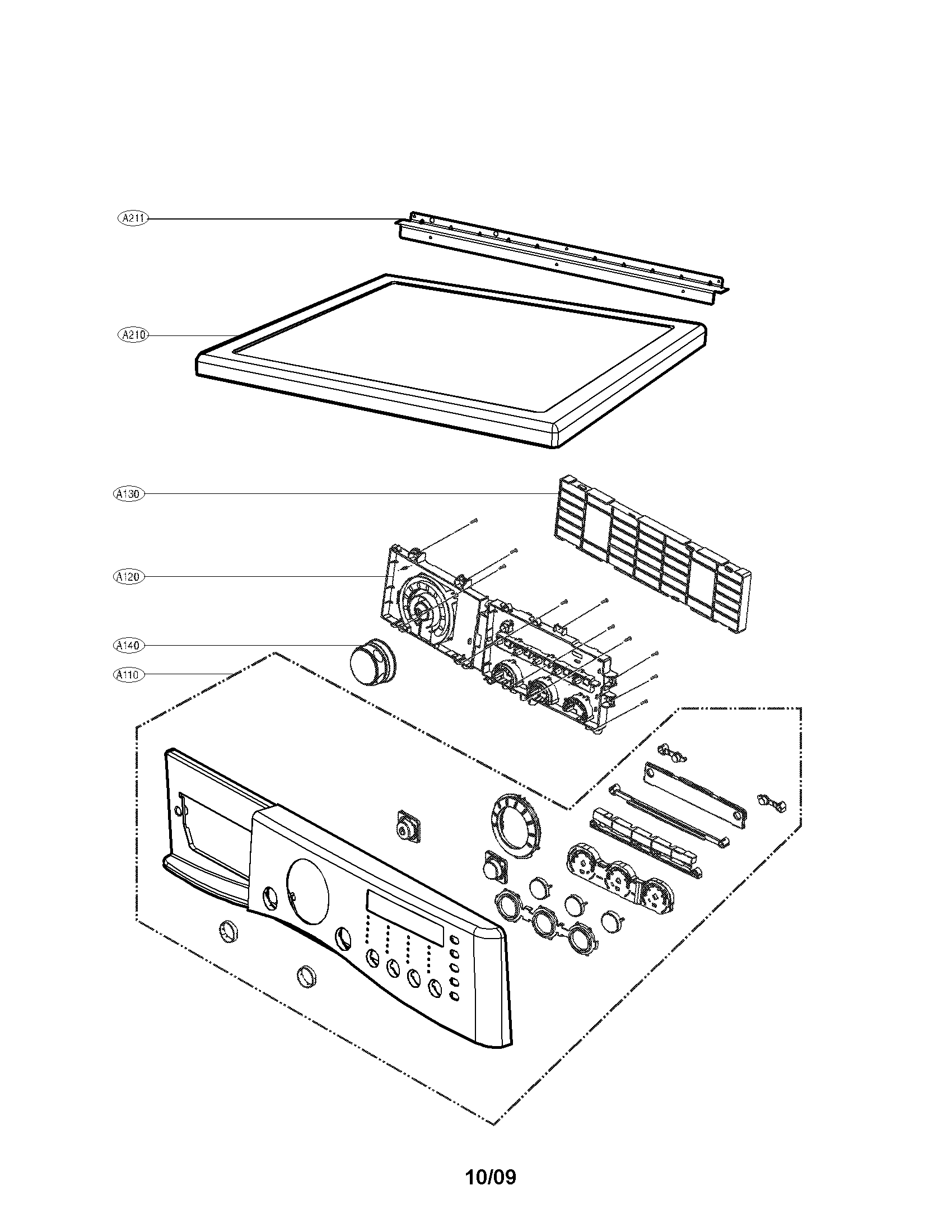 LG DLEX7177RM control plate and panel parts diagram