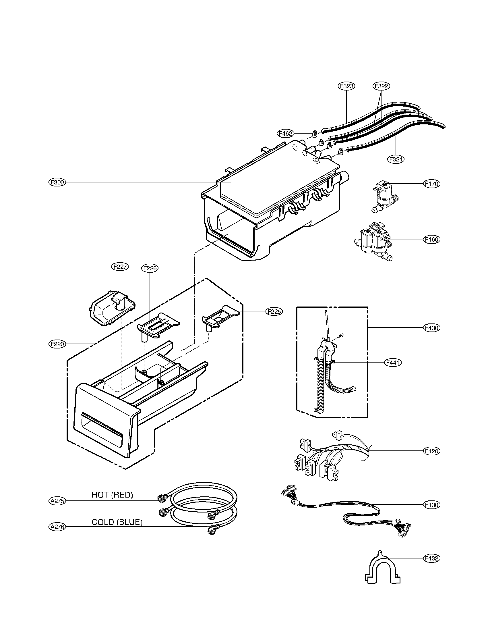 Kenmore Elite 79640512900 dispenser assembly parts diagram