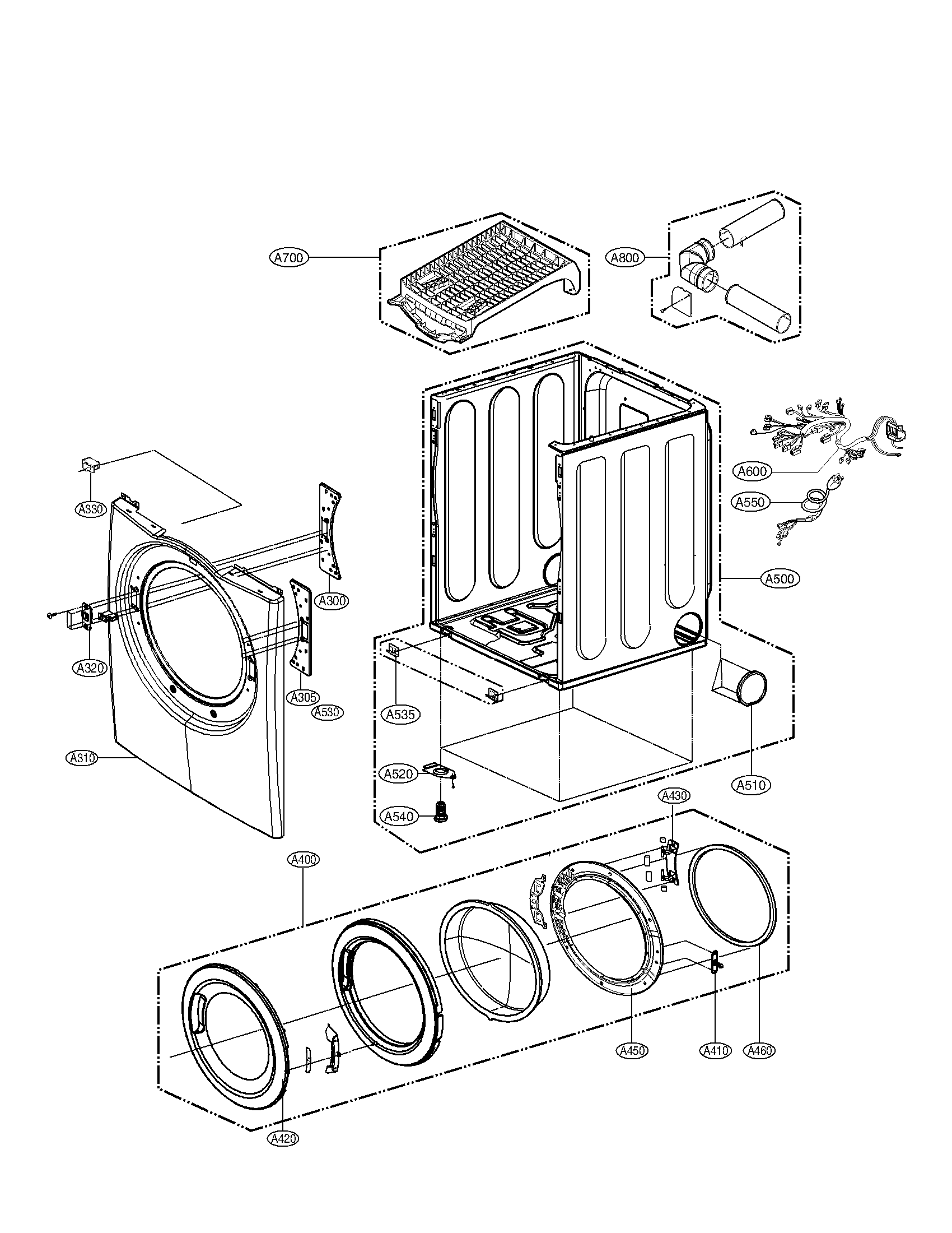 Kenmore Elite 79690518900 cabinet and door assembly parts diagram