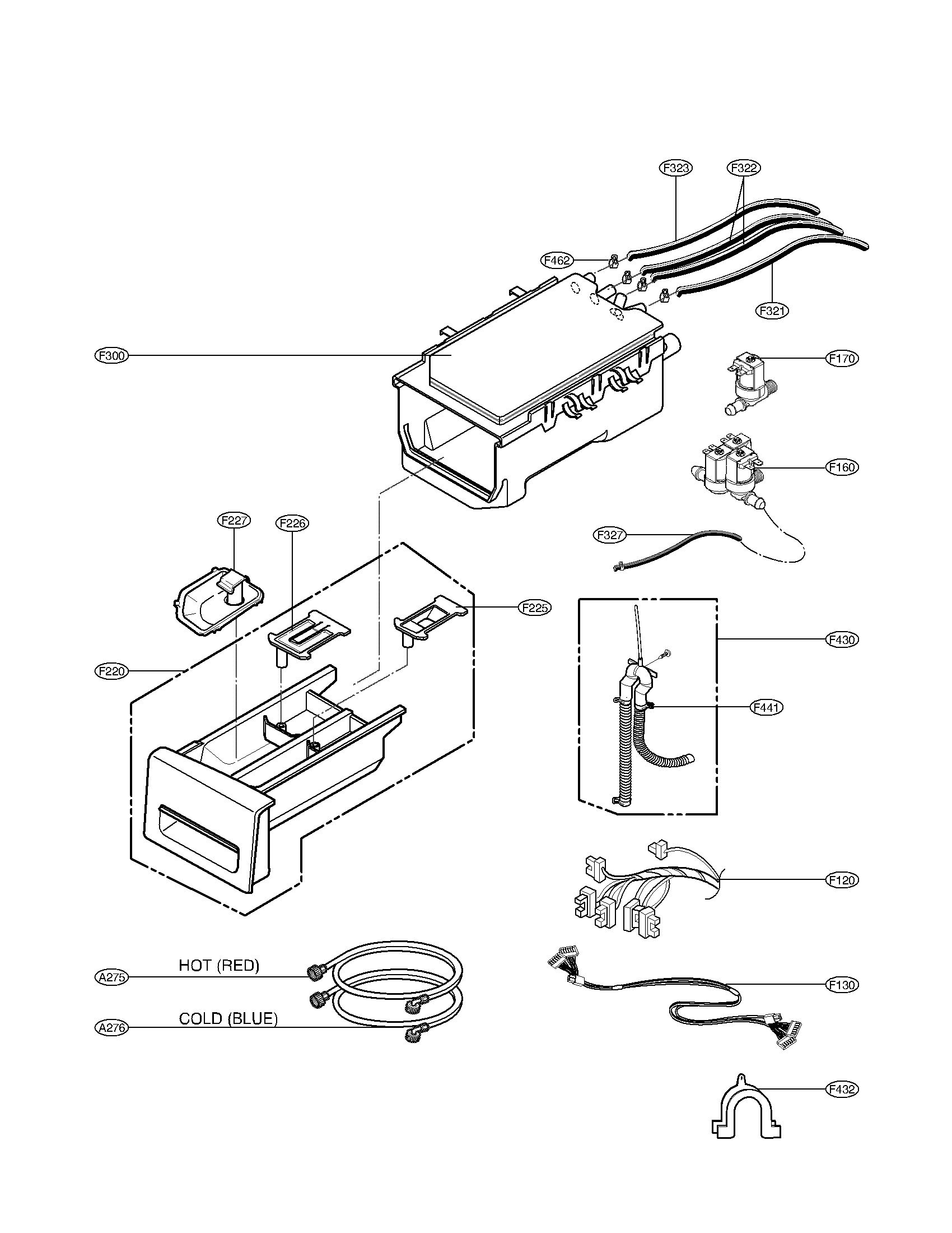 Kenmore Elite 79641029900 dispenser assembly parts diagram