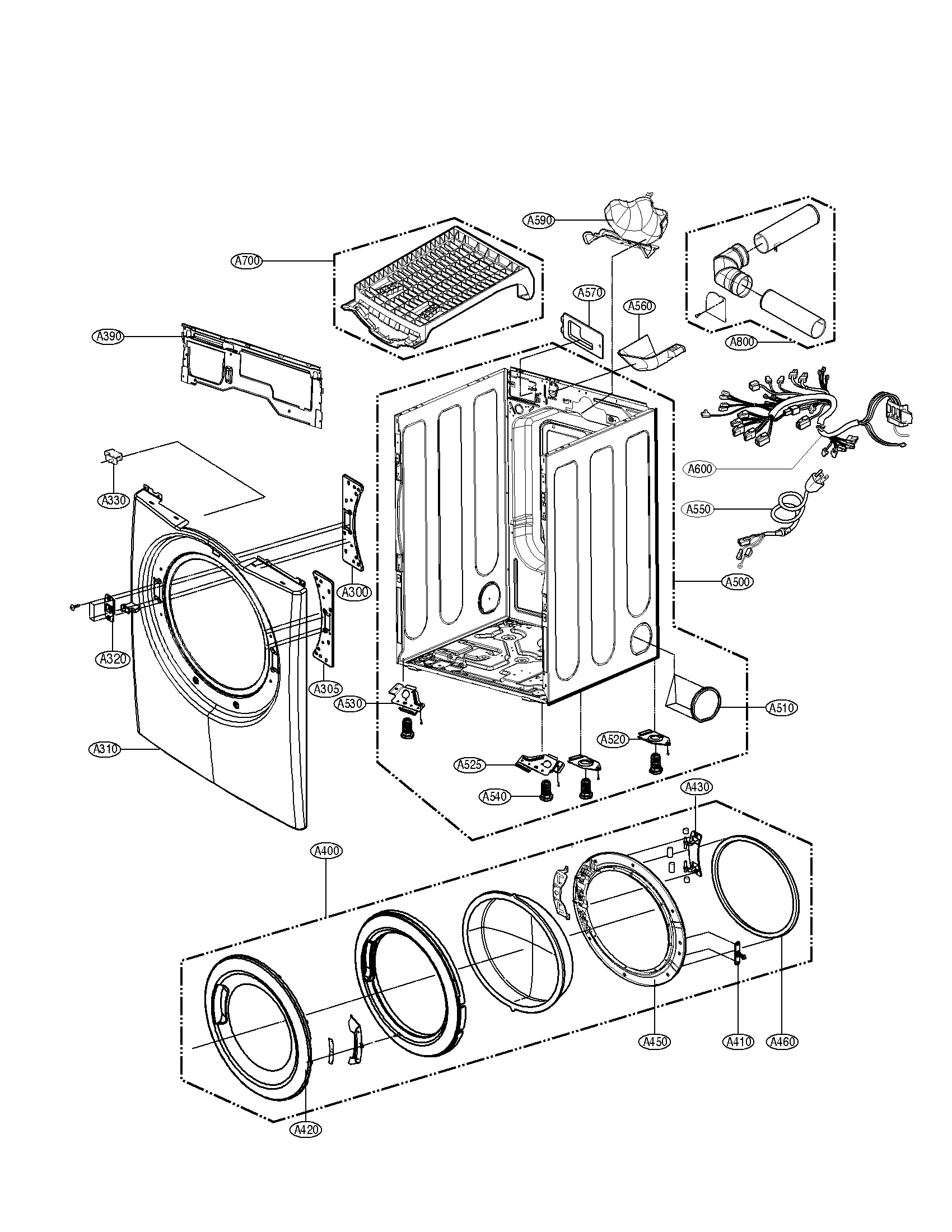 Kenmore Elite 79691022900 cabinet and door assembly parts diagram