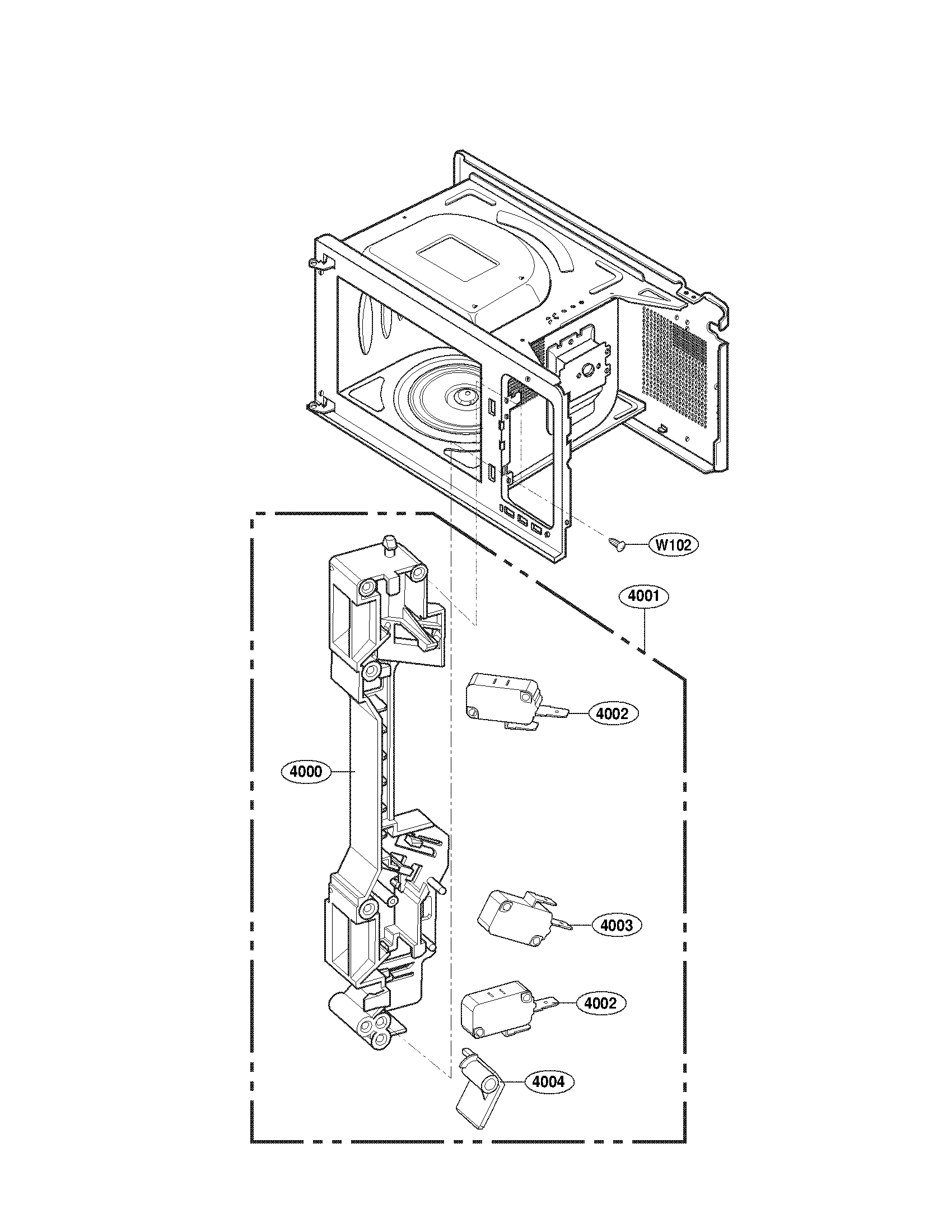 Kenmore 72166339800 latchboard parts diagram