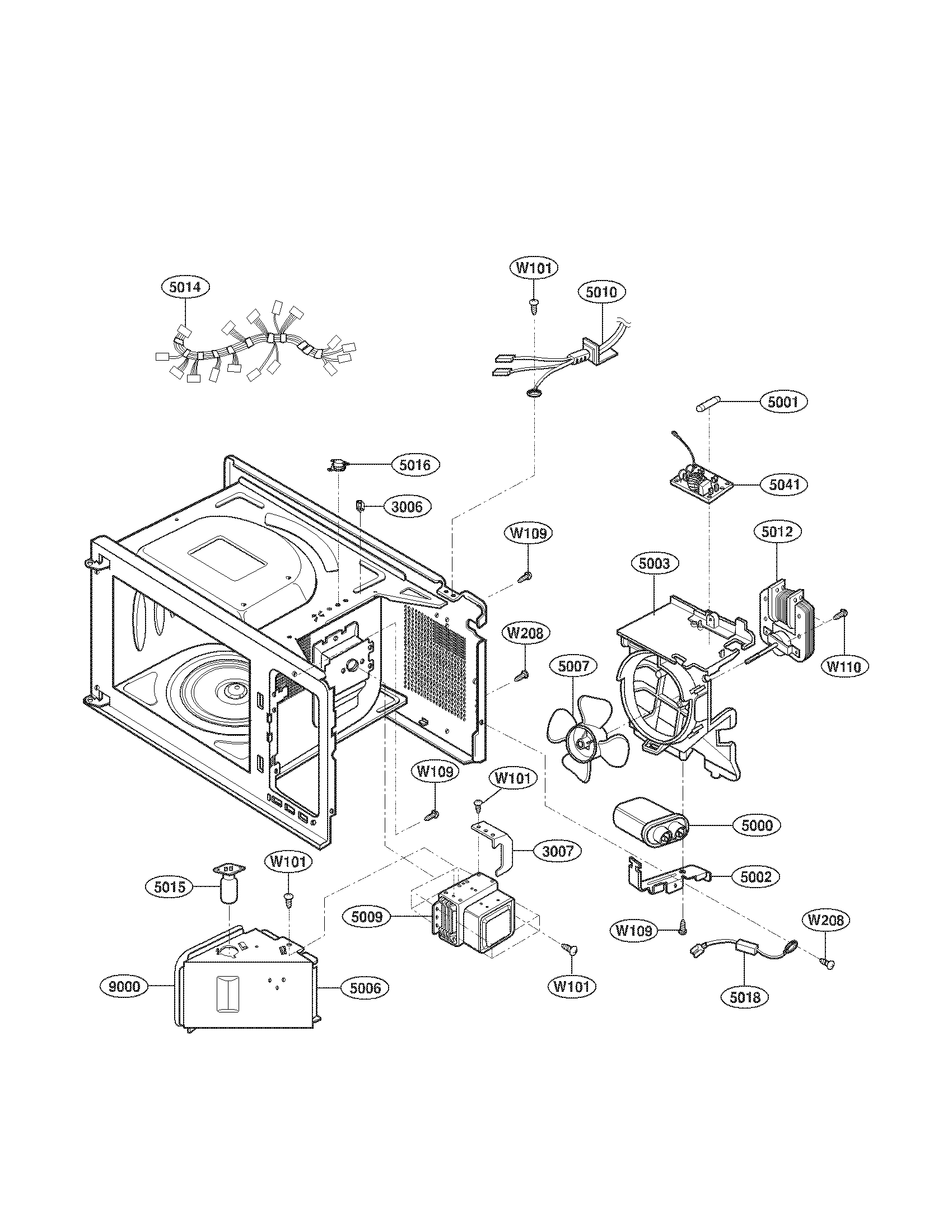 Kenmore 72166339800 interior parts diagram