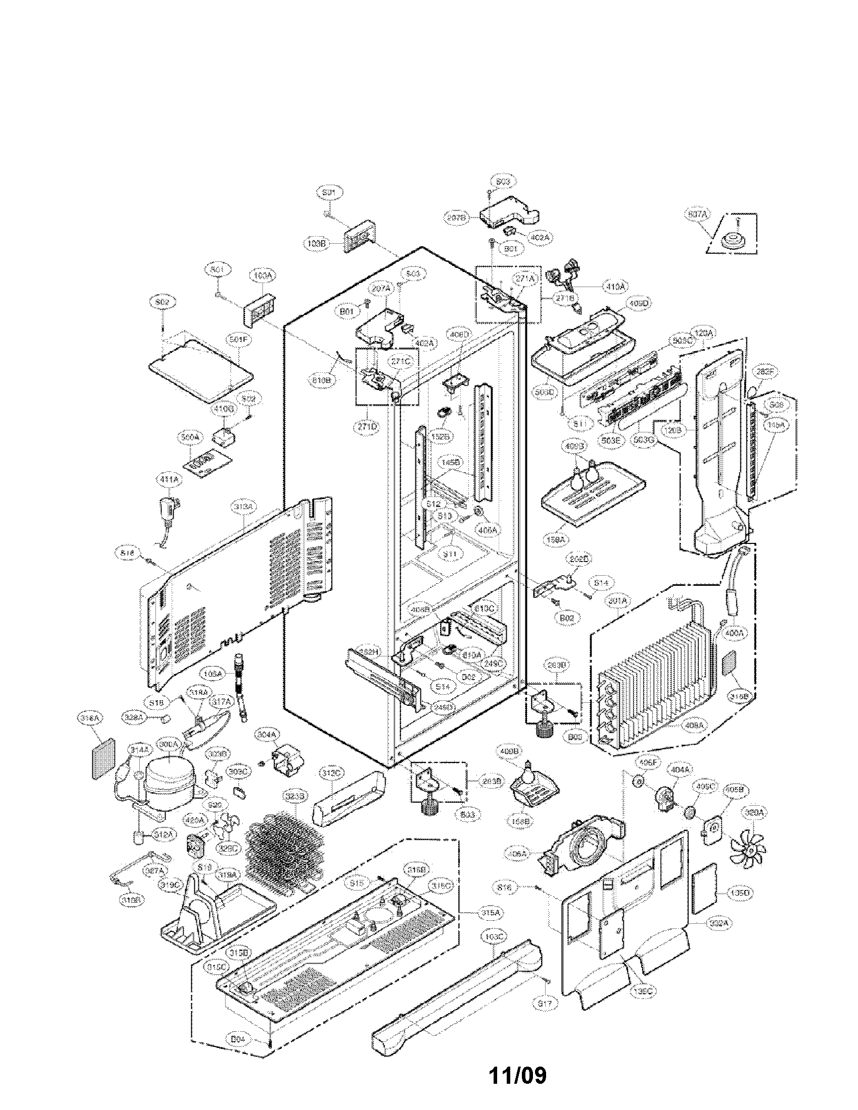 LG LRFC25750WW/00 case parts diagram