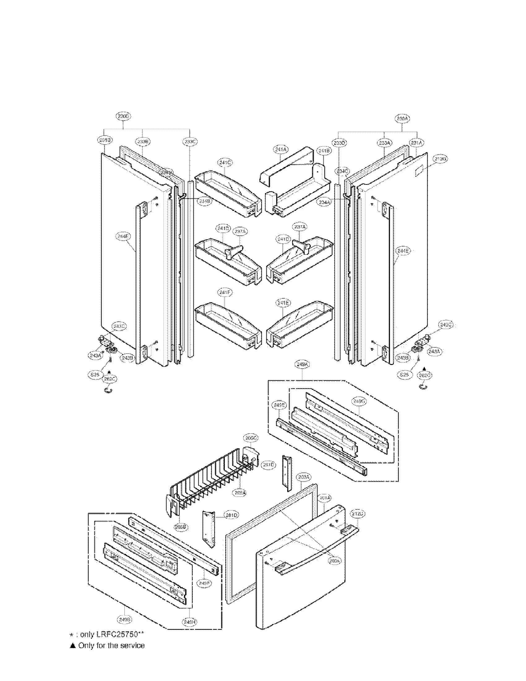 LG LRFC25750SW/00 door parts diagram