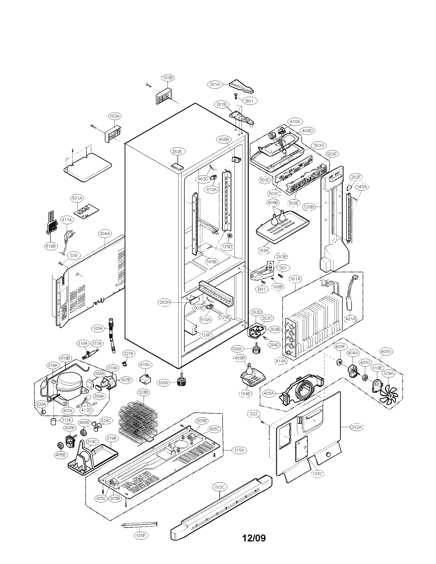 Kenmore 79578272900 case parts diagram