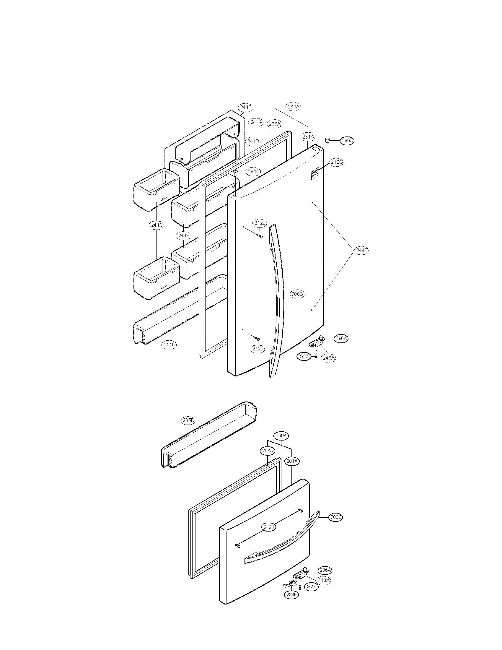 Kenmore 79569004900 door parts diagram