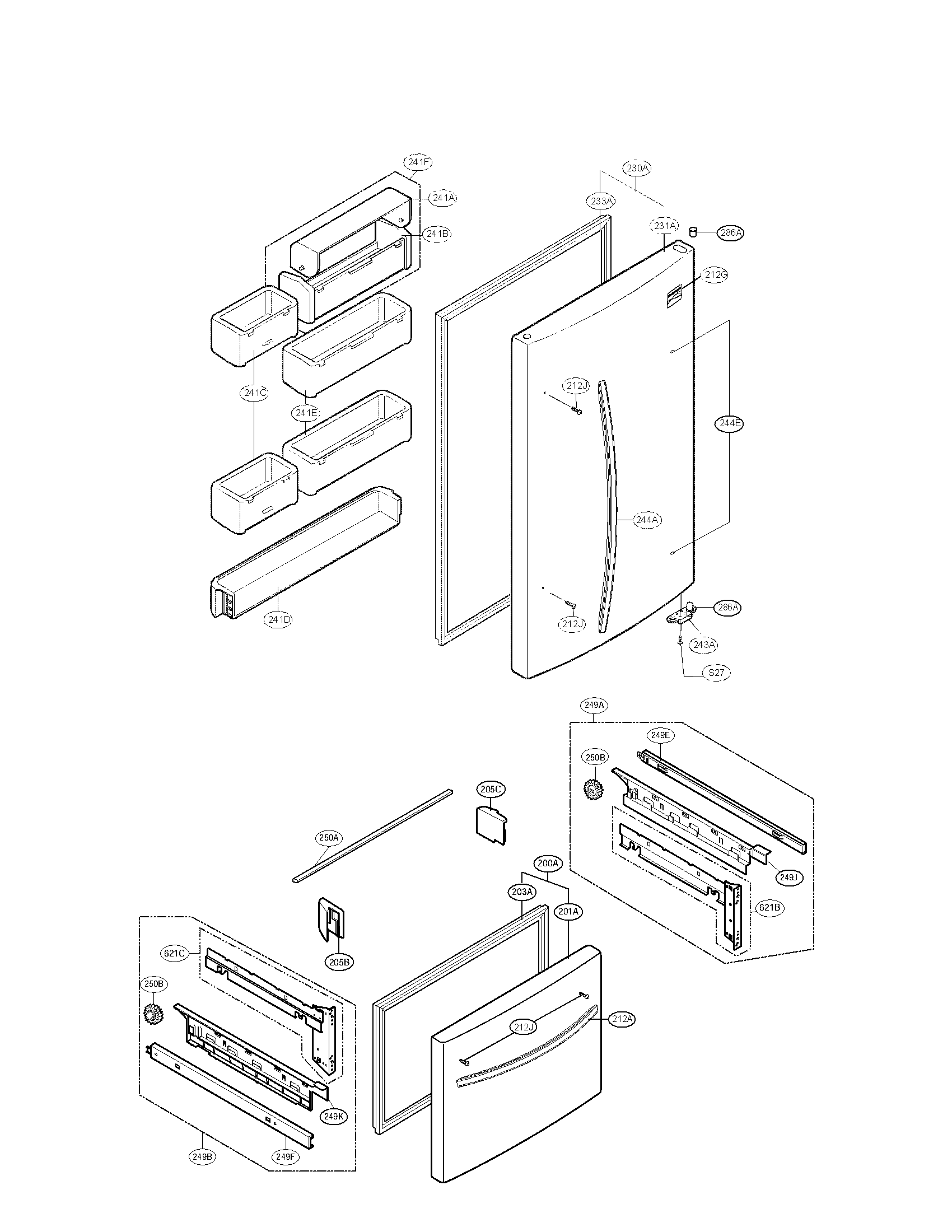 Kenmore 79578092900 door parts diagram