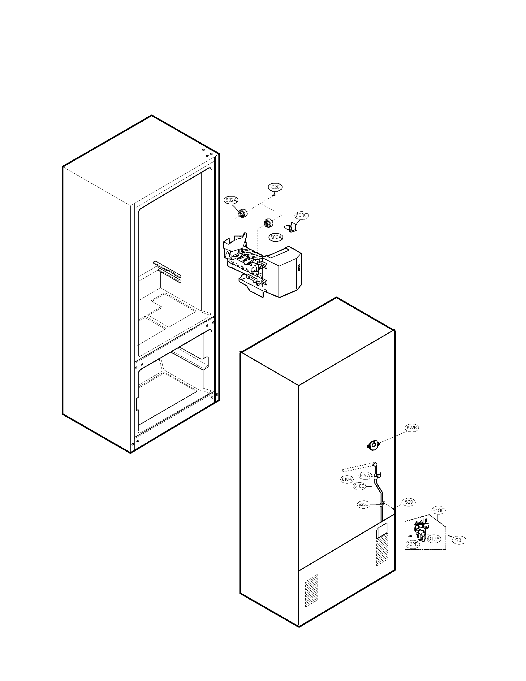 Kenmore 79578092900 water and ice maker parts diagram