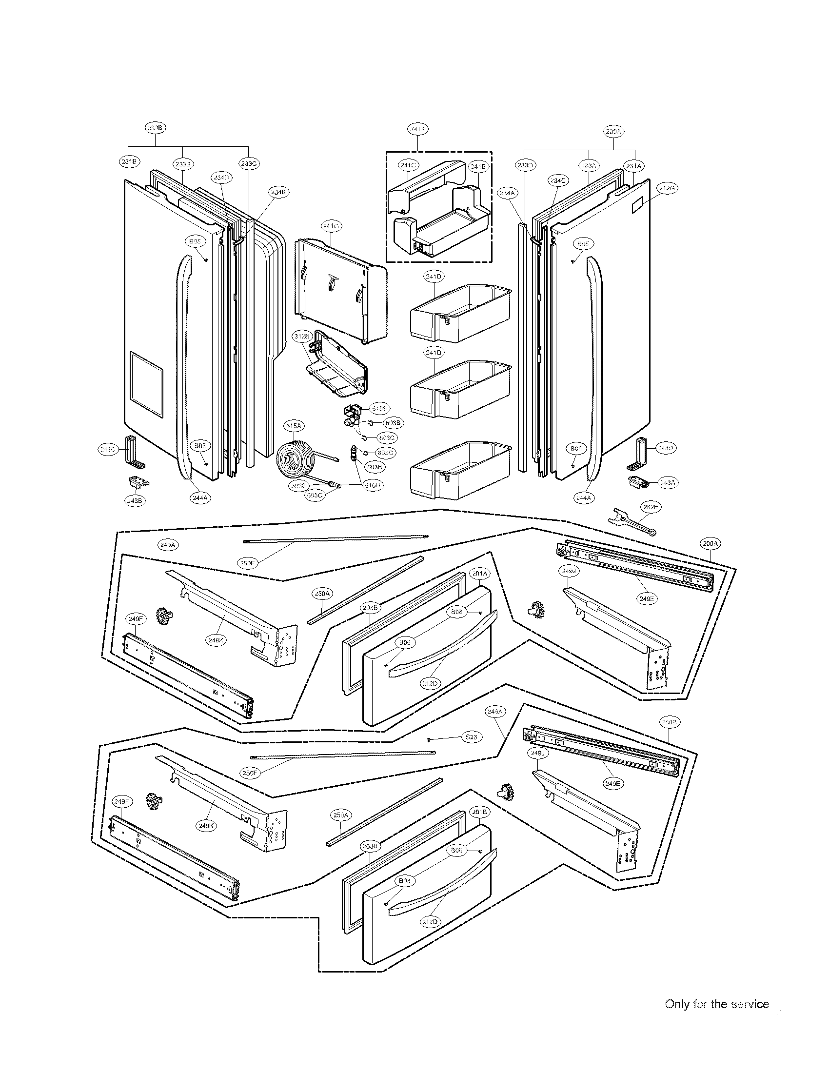 Kenmore Elite 79579773900 door parts diagram
