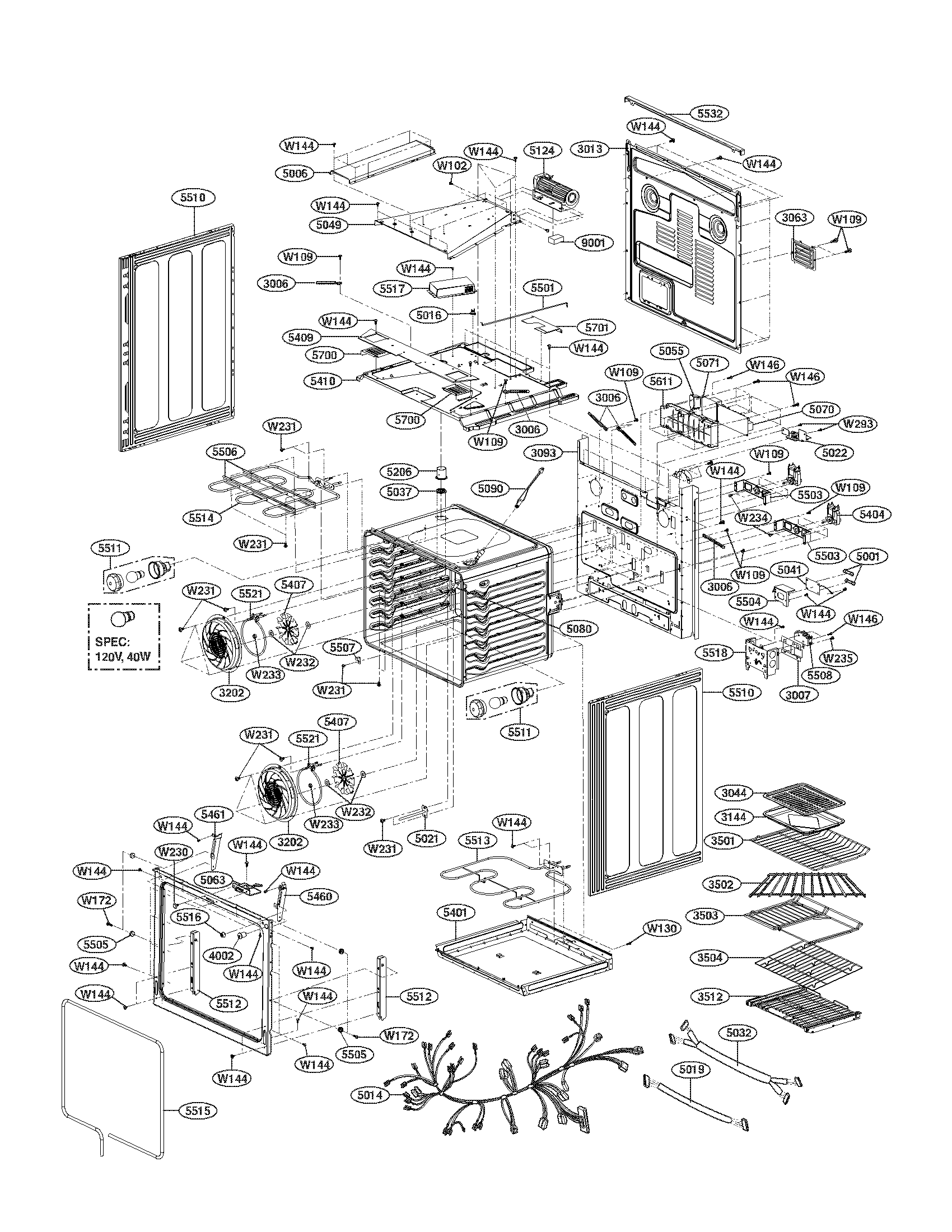 LG LSE3092ST/00 cavity parts diagram