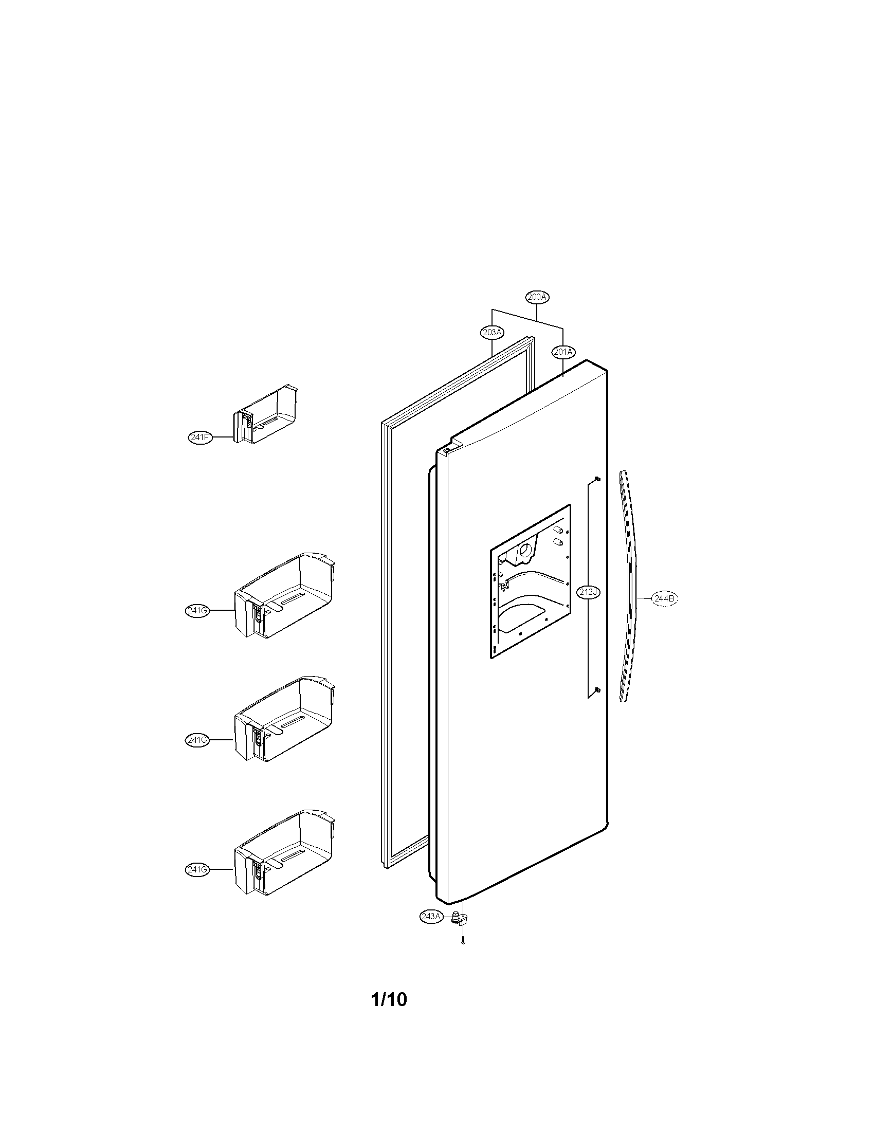 Kenmore 79551014010 freezer door parts diagram