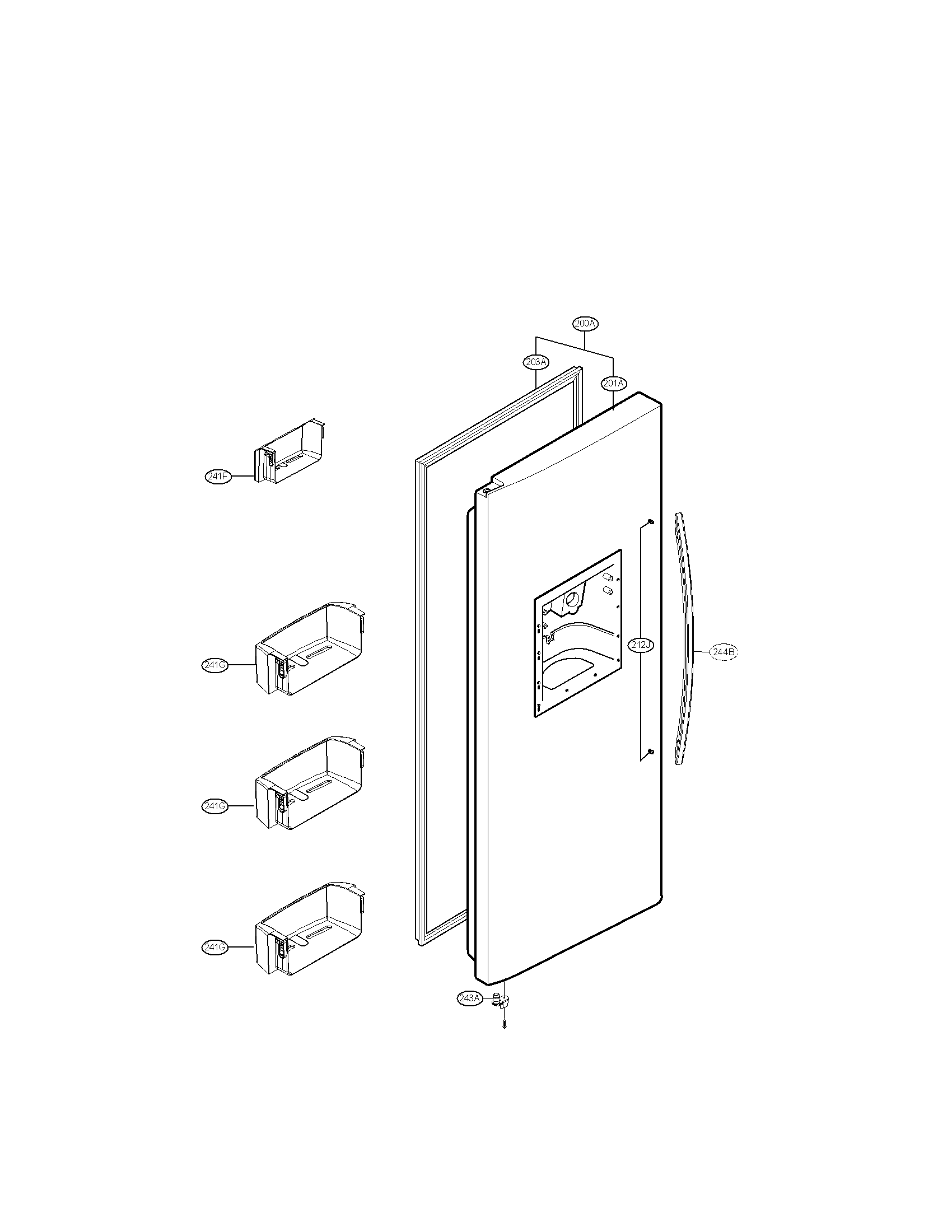 Kenmore 79551019010 freezer door parts diagram