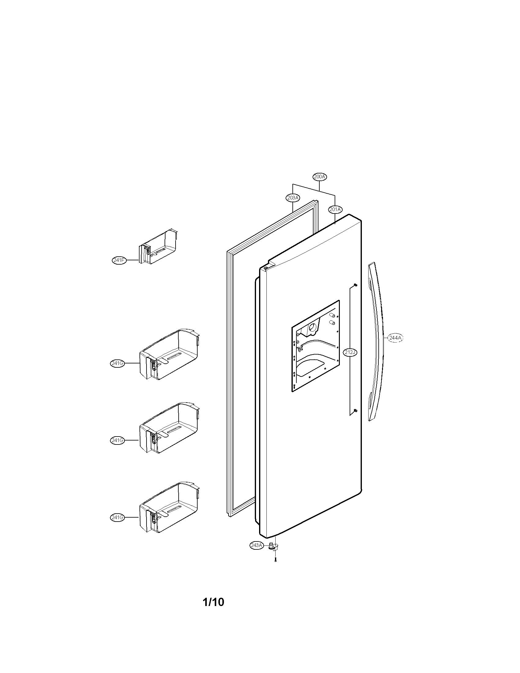 Kenmore 79551029010 freezer door parts diagram