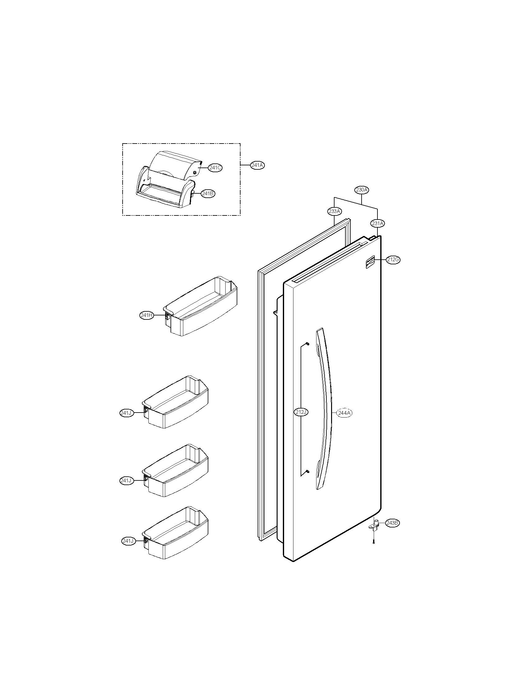 Kenmore 79551029010 refrigerator door parts diagram