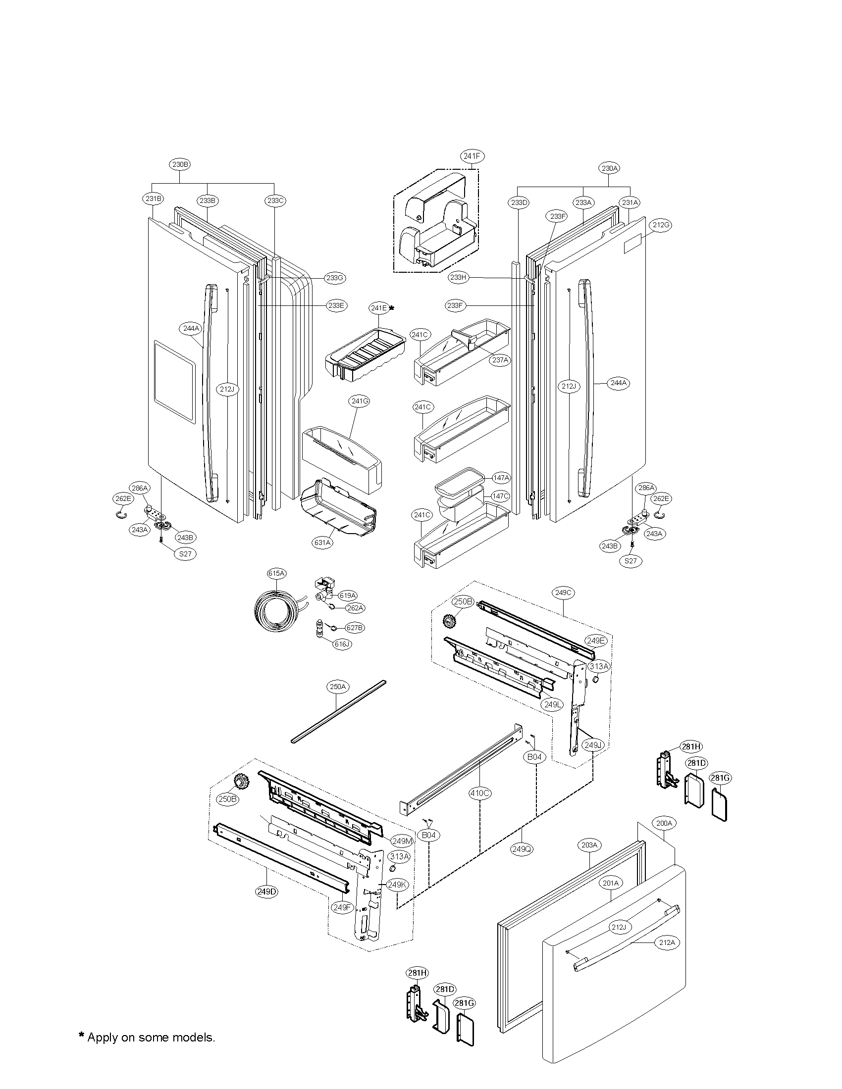Kenmore 79578402801 door parts diagram