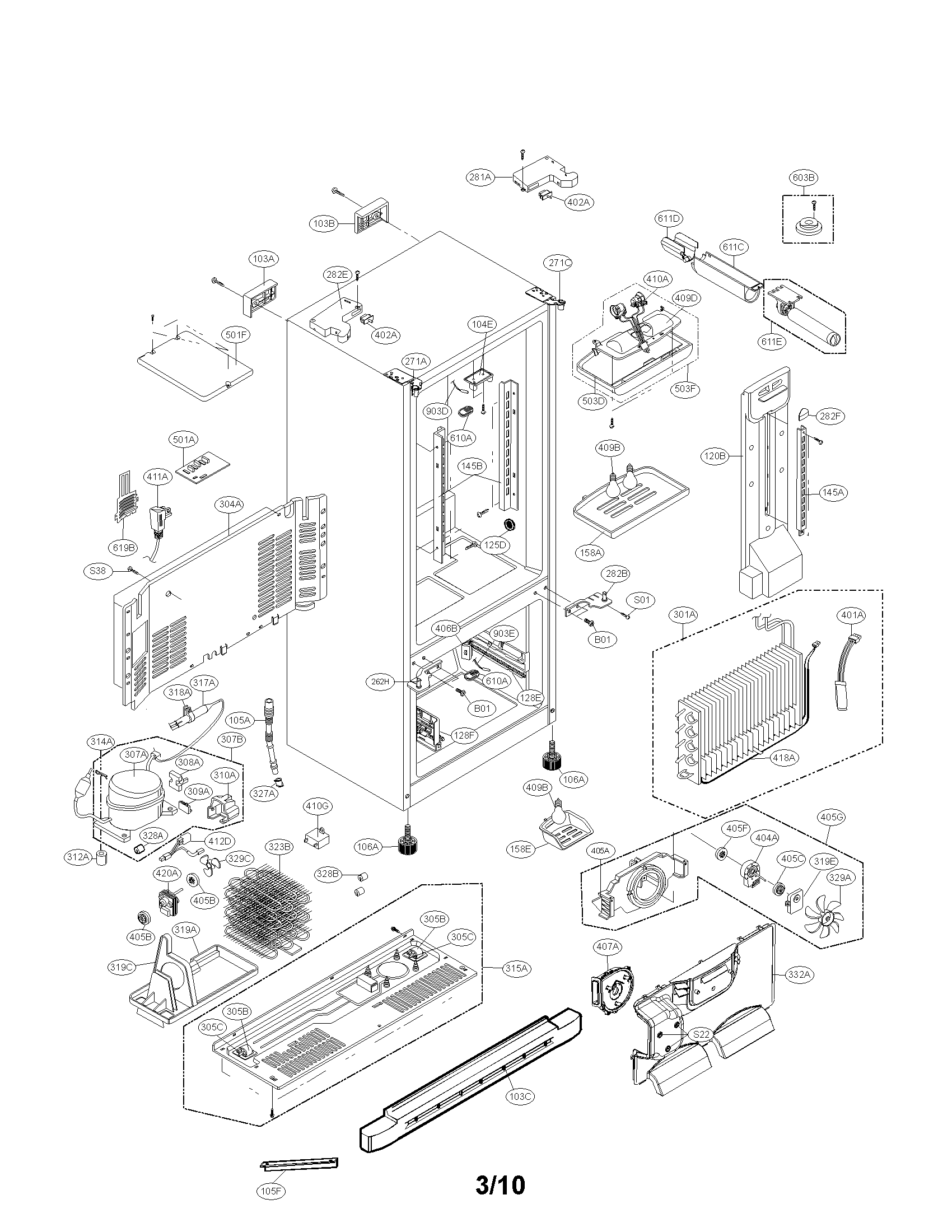 Kenmore 79578402803 case parts diagram