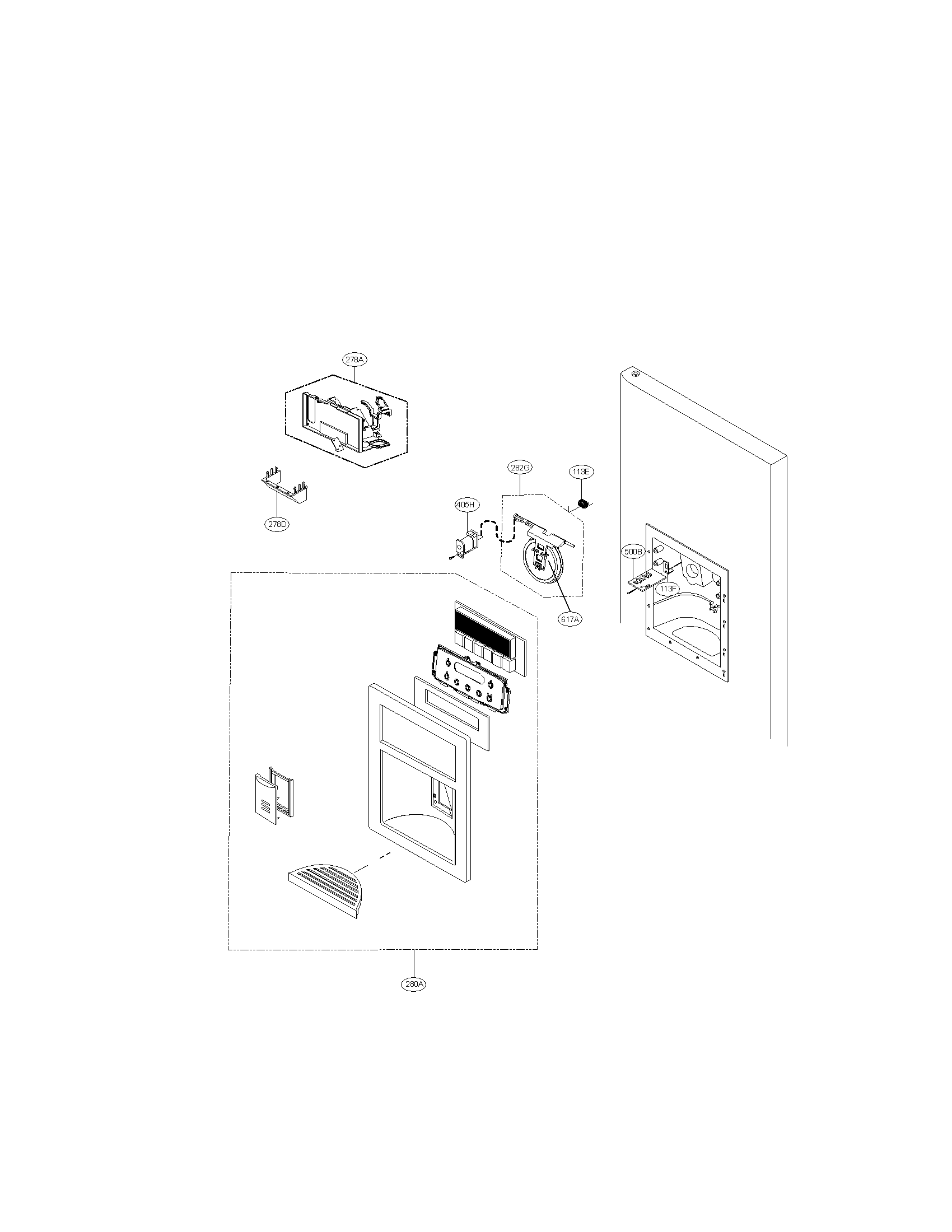 Kenmore 79578403801 dispenser parts diagram