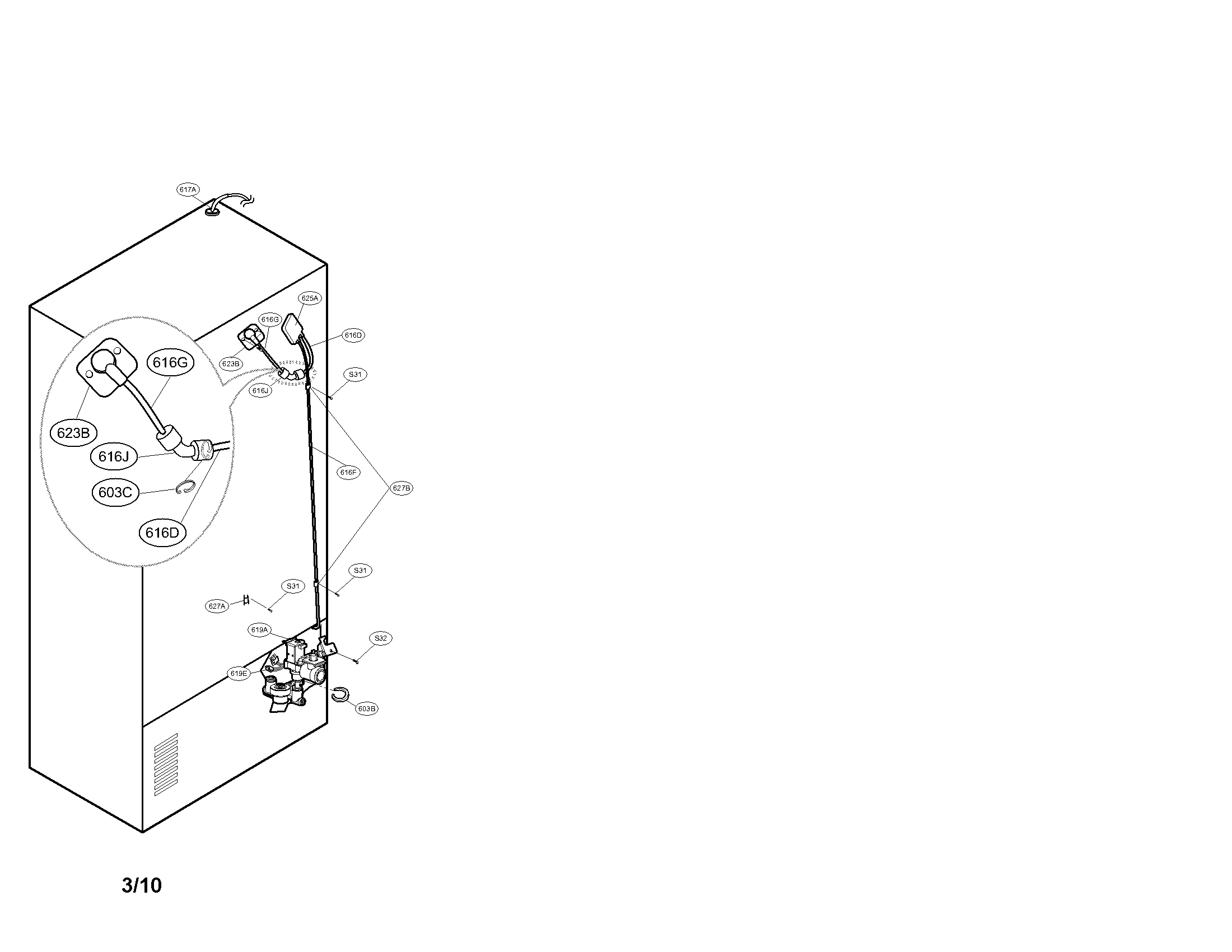 Kenmore Elite 79571053010 valve and water parts diagram