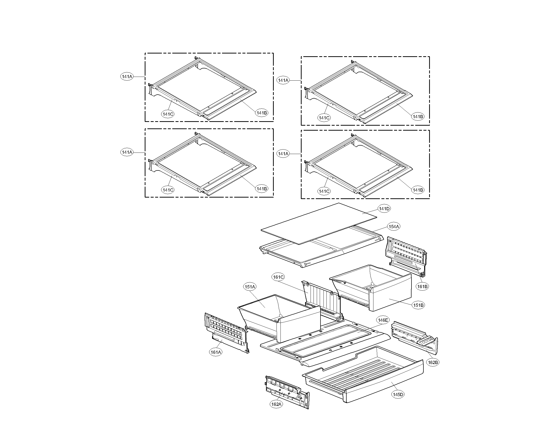 Kenmore Elite 79571053010 refrigerator compartment parts diagram