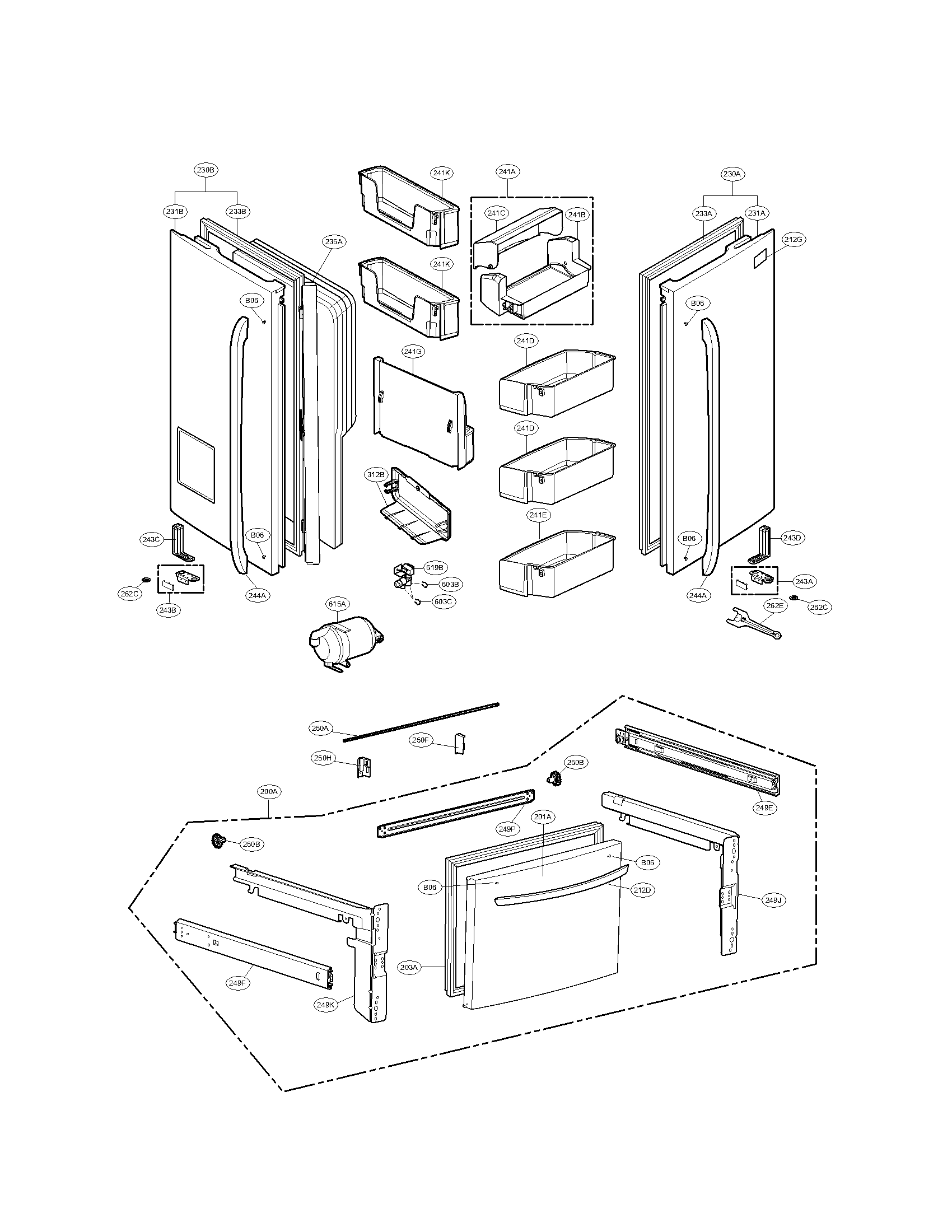 Kenmore Elite 79571053010 door parts diagram
