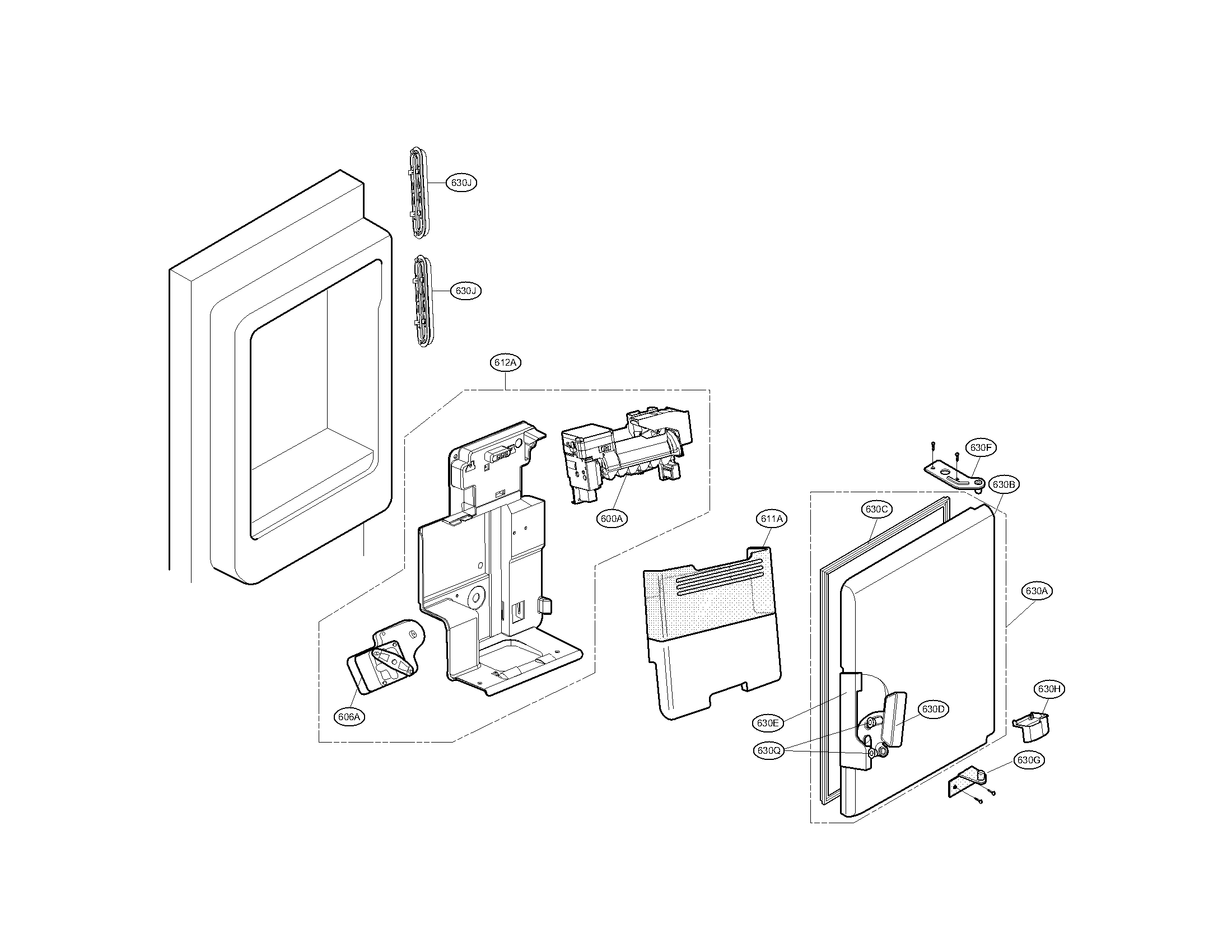 Kenmore Elite 79571053010 ice maker and ice bank parts diagram